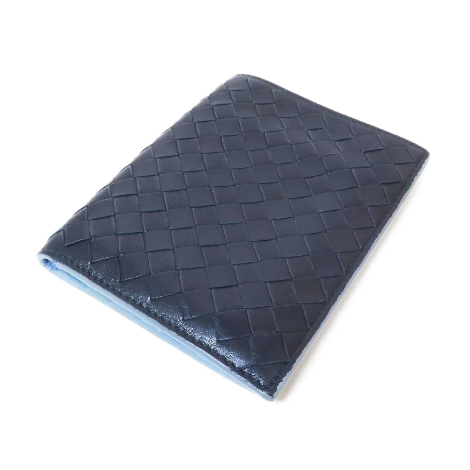 BOTTEGA VENETA 織紋皮革Wallet錢包黑色/藍色