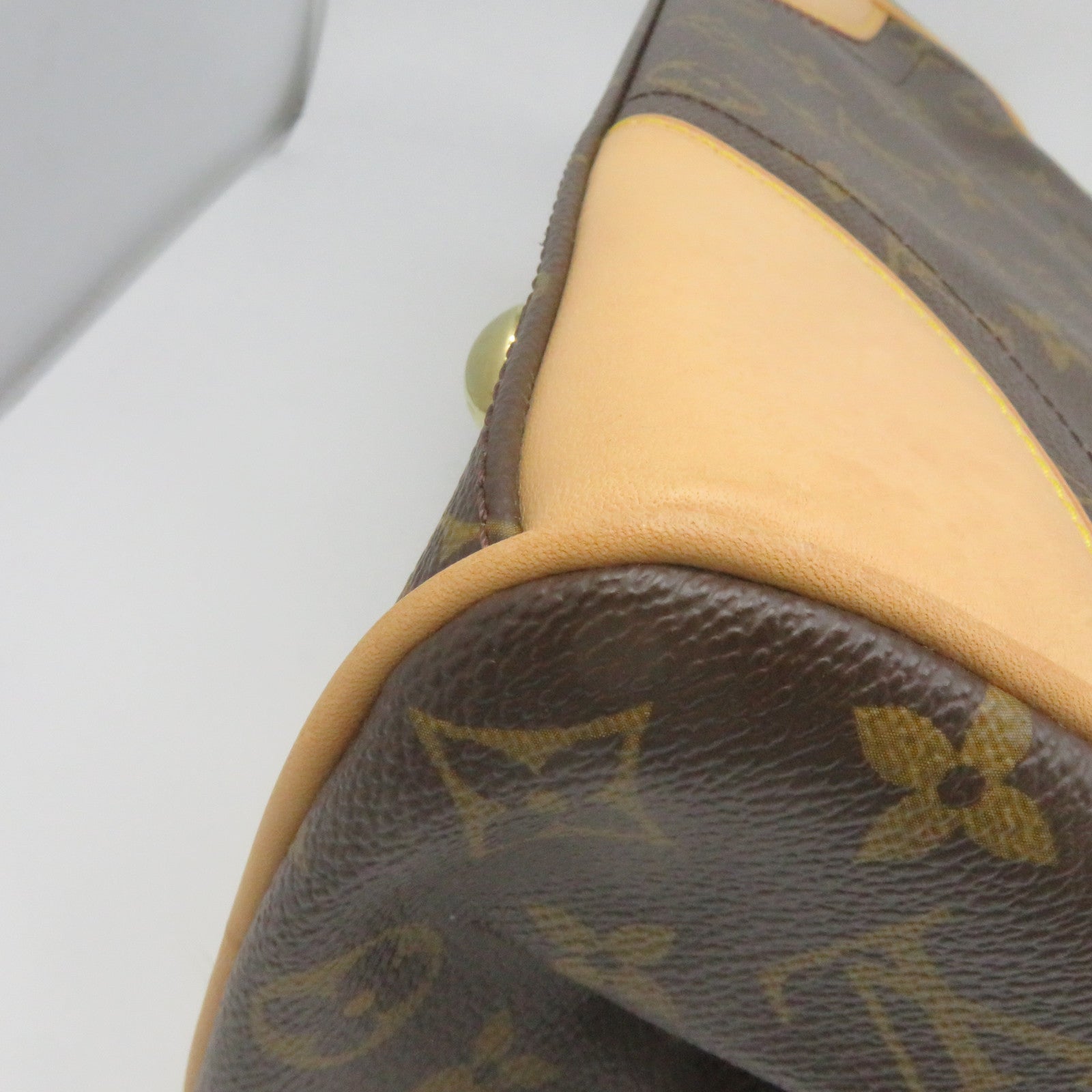 LOUIS VUITTON Monogram Beverly MM Gold Buckle Shoulder Bag Brown