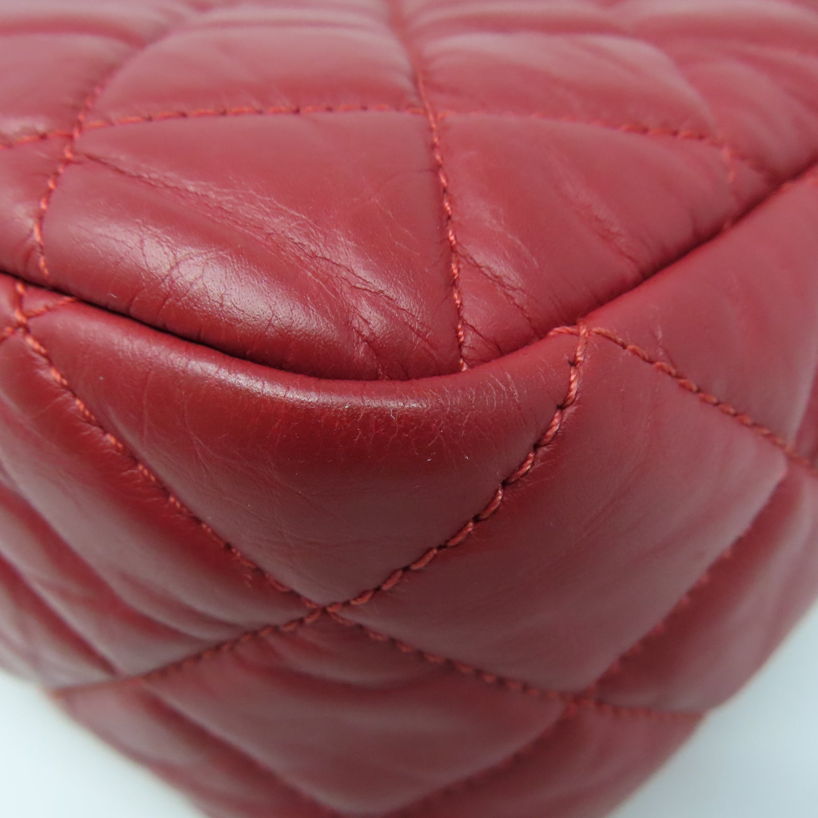 CHANEL 羊皮皮革Shoulder Bag銀扣肩背袋紅色