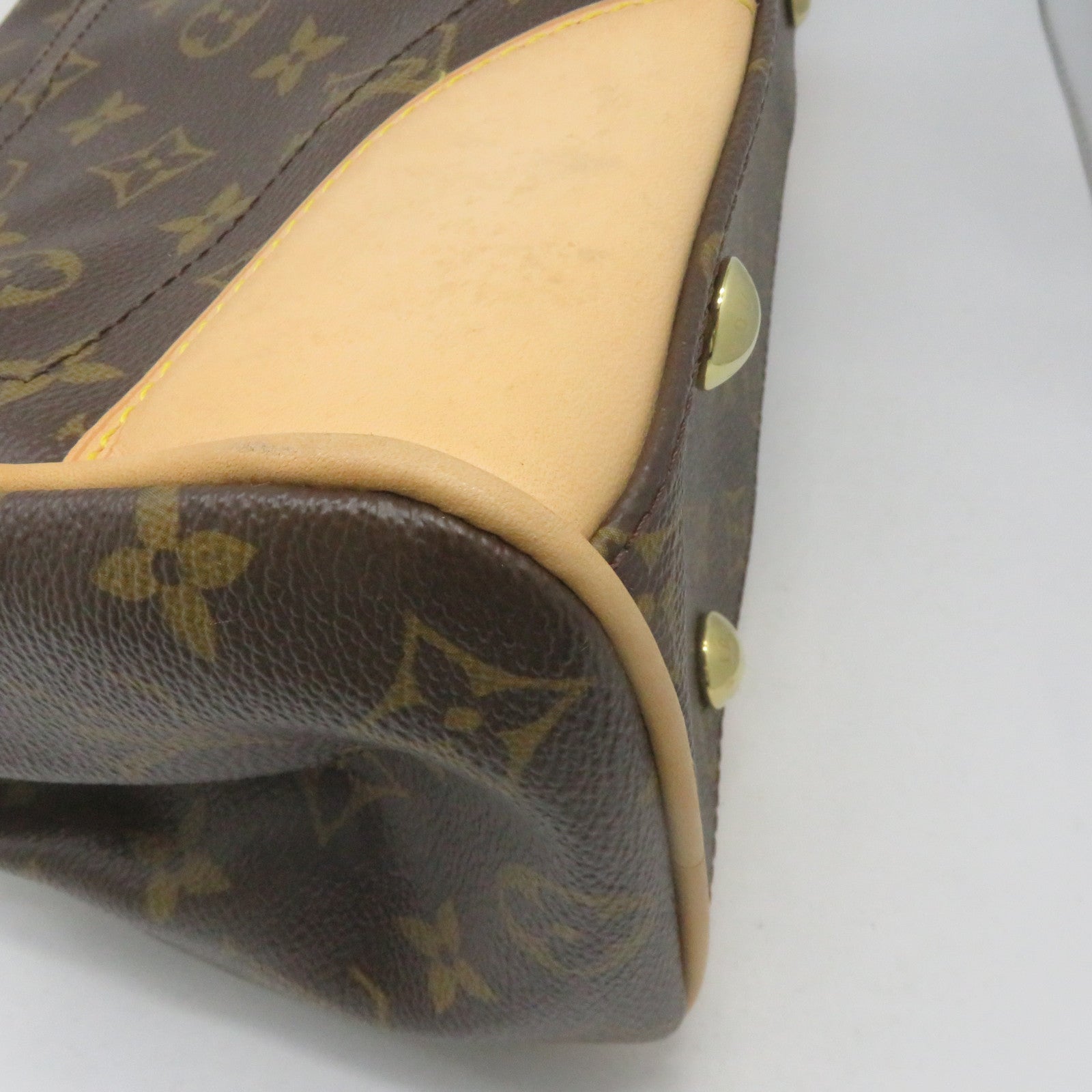 LOUIS VUITTON Monogram Beverly MM Gold Buckle Shoulder Bag Brown