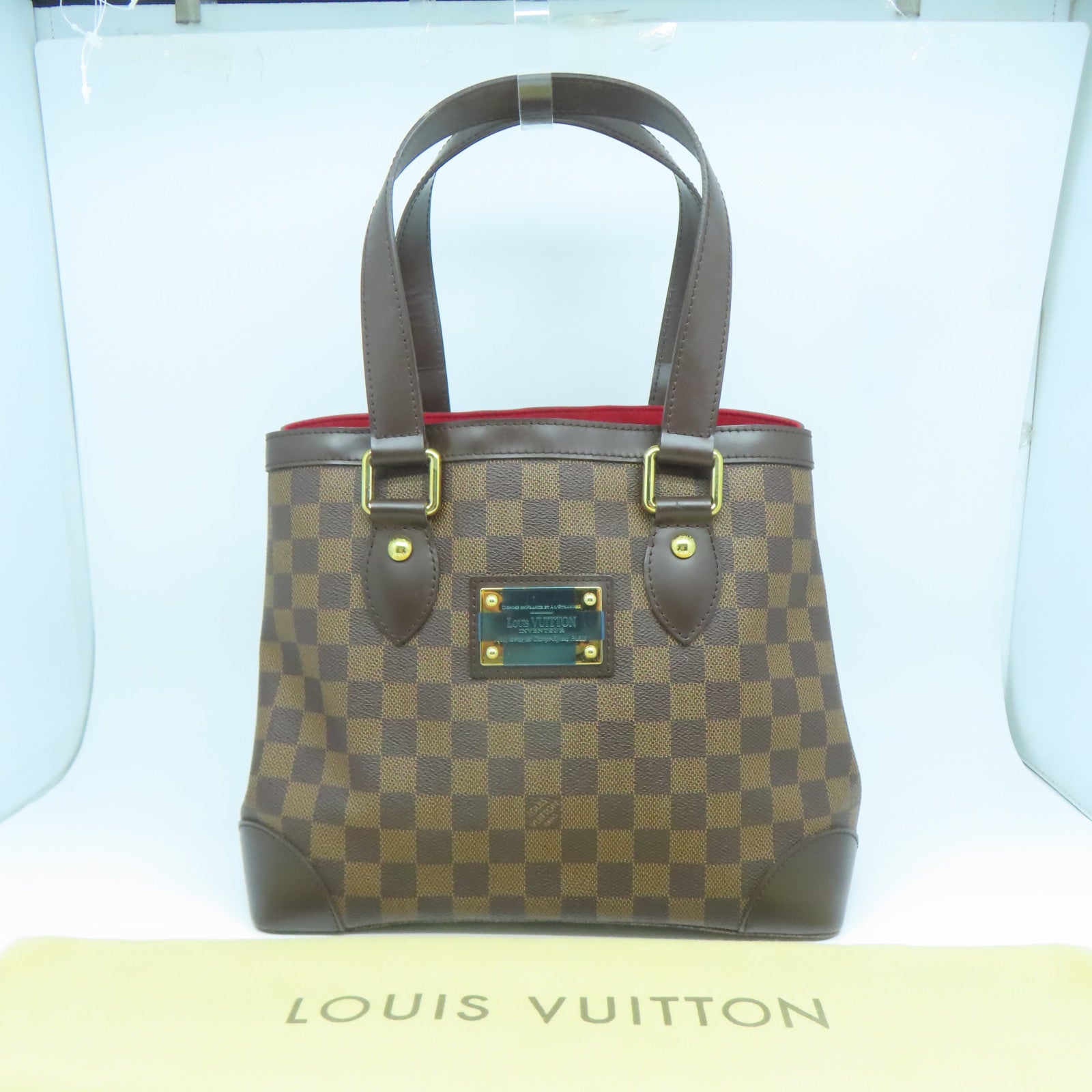 LOUIS VUITTON Damier Hampstead PM金扣手挽袋啡色