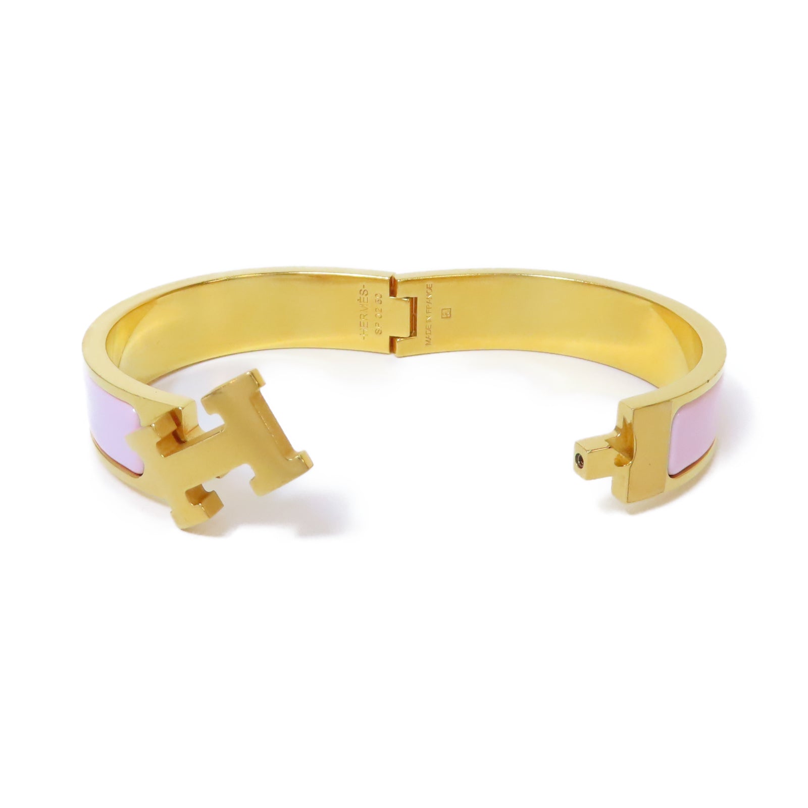 HERMES 金屬Clic H Bracelet手鐲金色/粉紅色