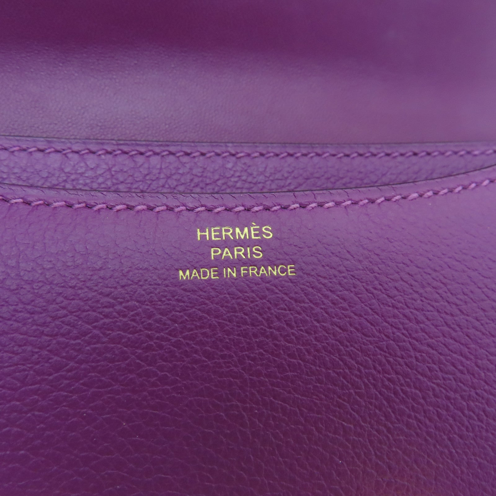 HERMES Evercolor Leather Constance Mini Gold Buckle Shoulder Bag Anemone Purple