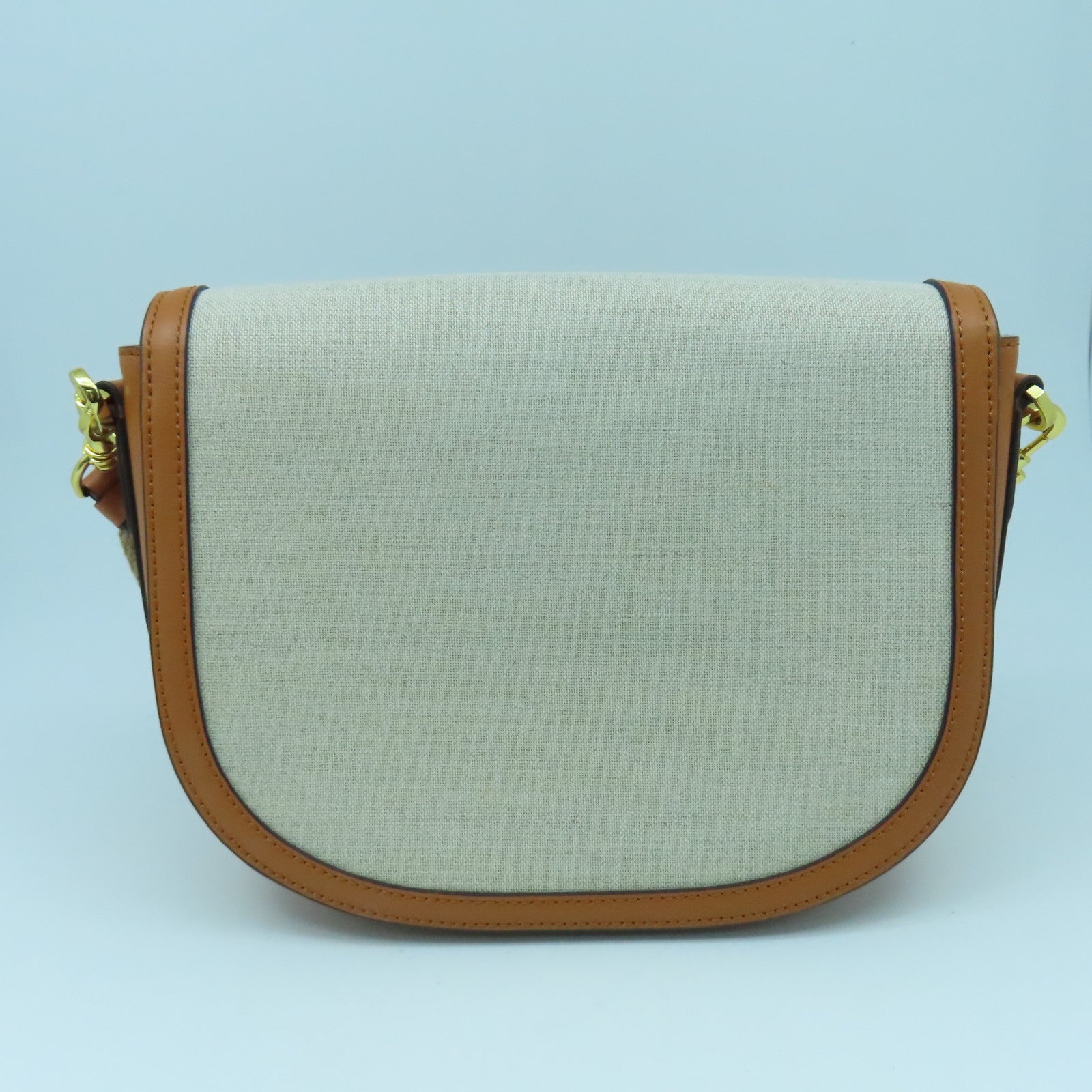 MCM 帆布/牛皮皮革Shoulder Bag金扣肩背袋啡色