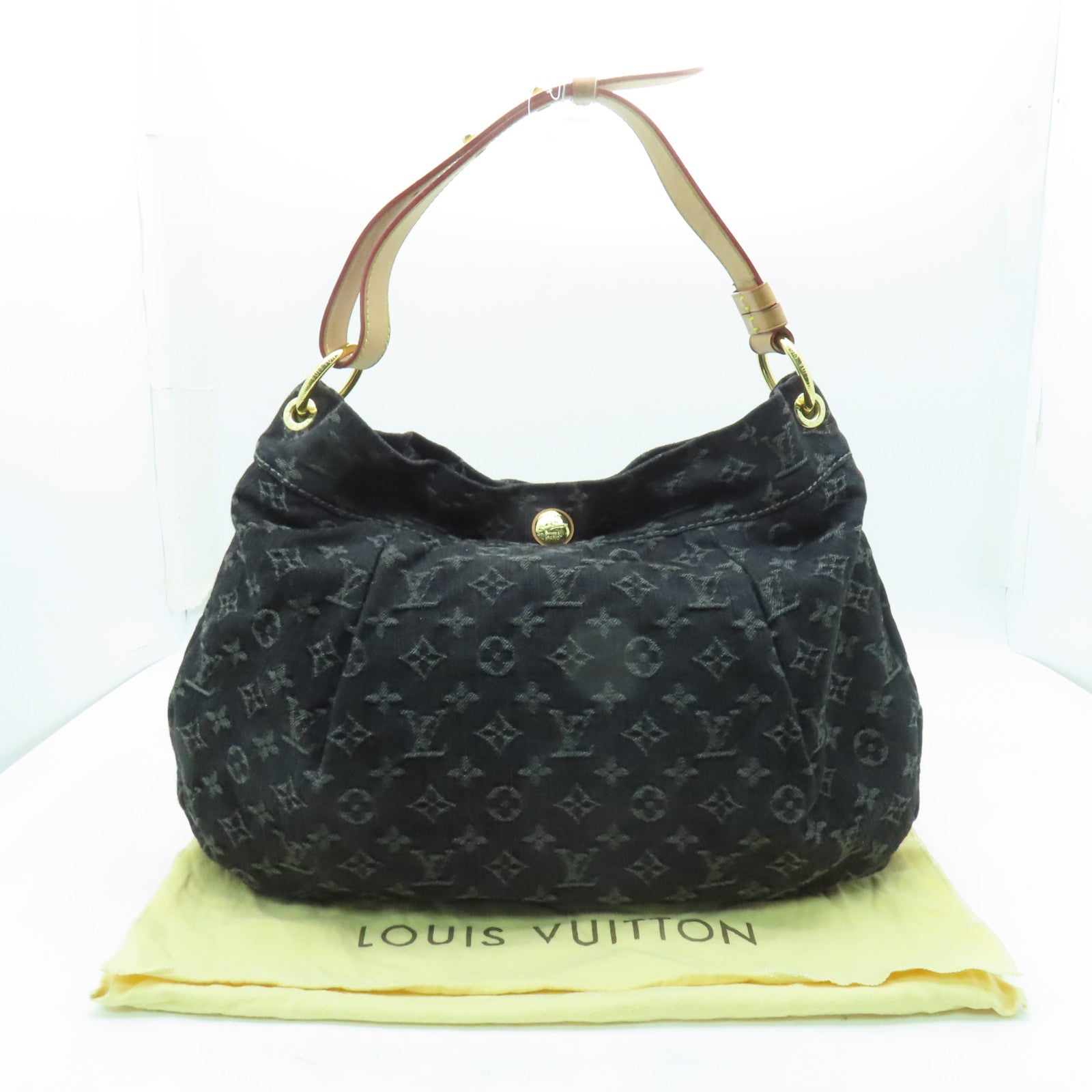 LOUIS VUITTON Monogram Denim Daily PM金扣肩背袋黒色