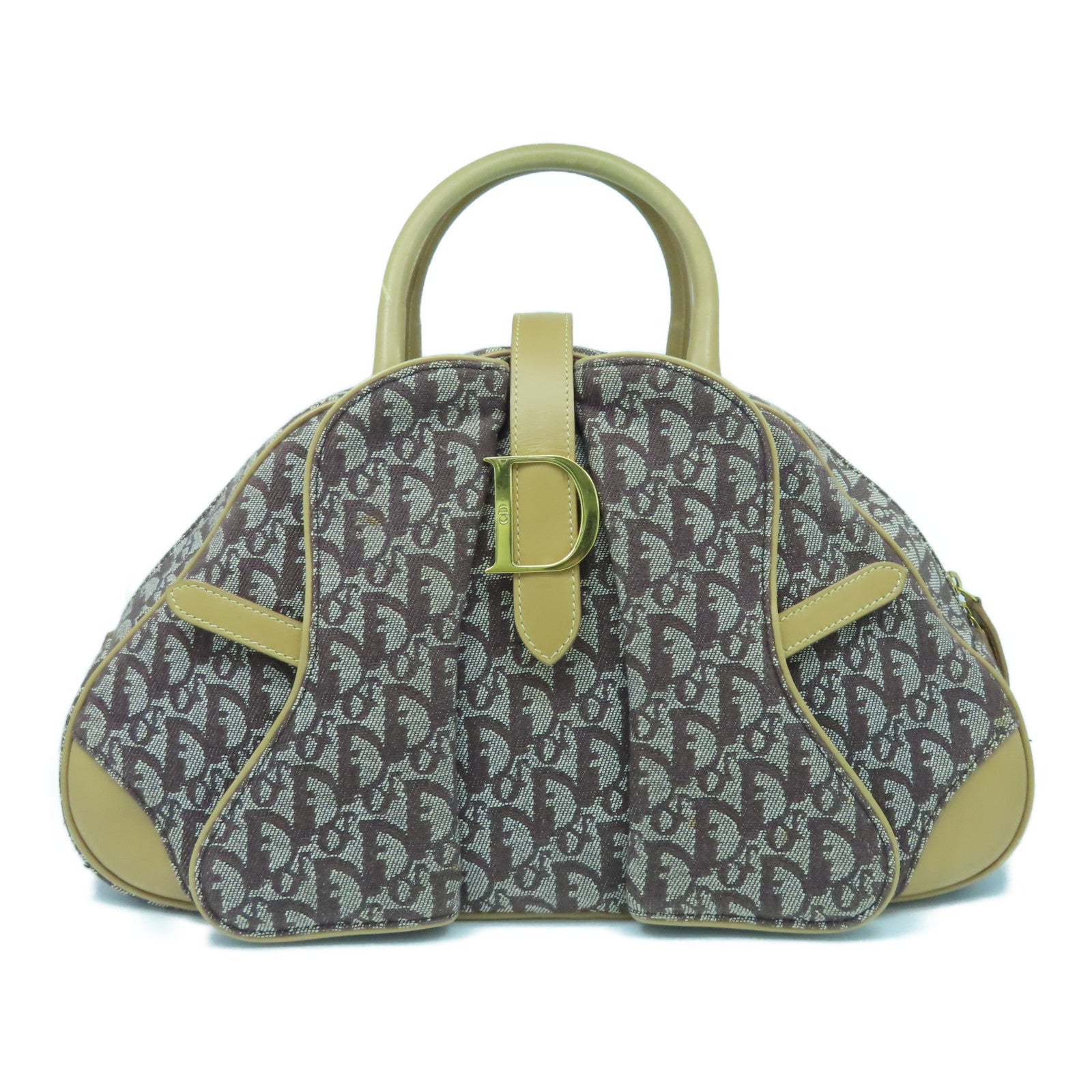 Dior canvas Shoulder Bag gold buckle shoulder bag brown