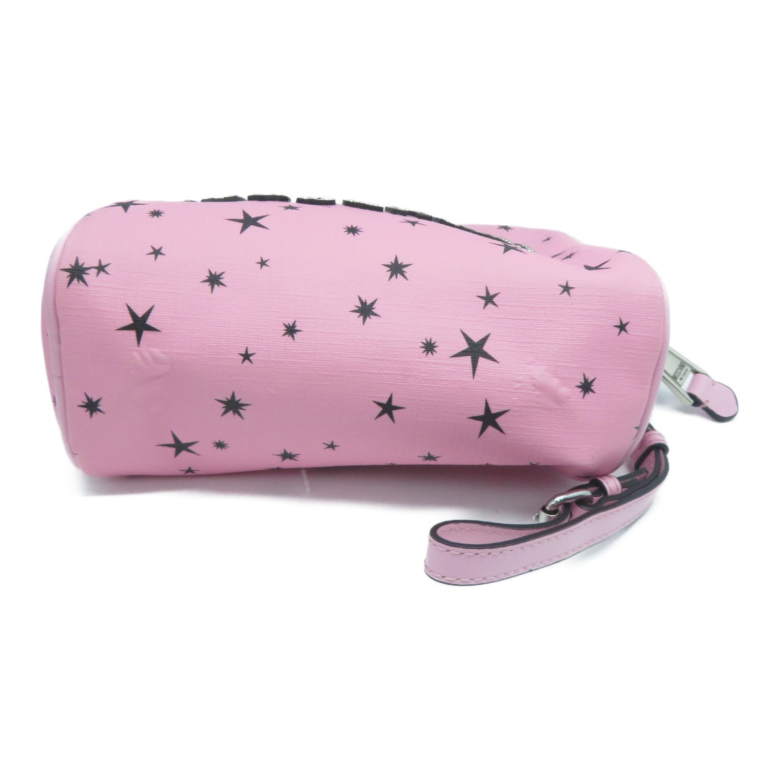 MOSCHINO 塗層帆布Clutch/Pouch銀扣手拿包粉紅色