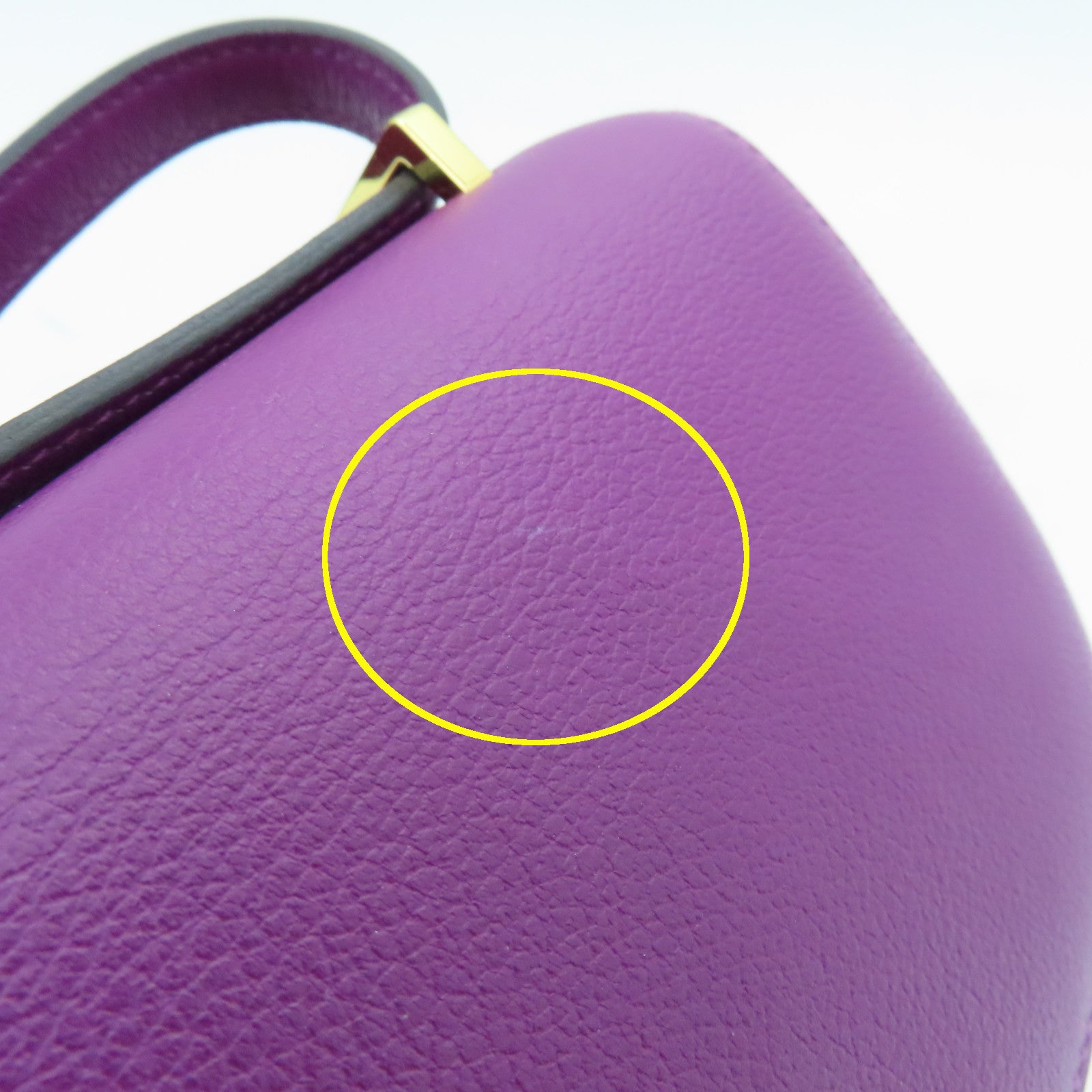 HERMES Evercolor Leather Constance Mini Gold Buckle Shoulder Bag Anemone Purple