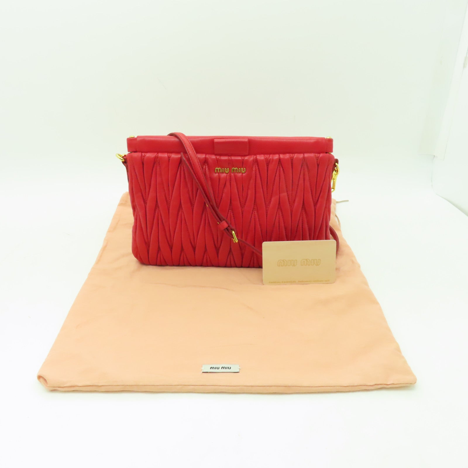 Miu Miu 羊皮皮革2 Way Shoulder Clutch Bag金扣手拿包肩背兩用袋紅色
