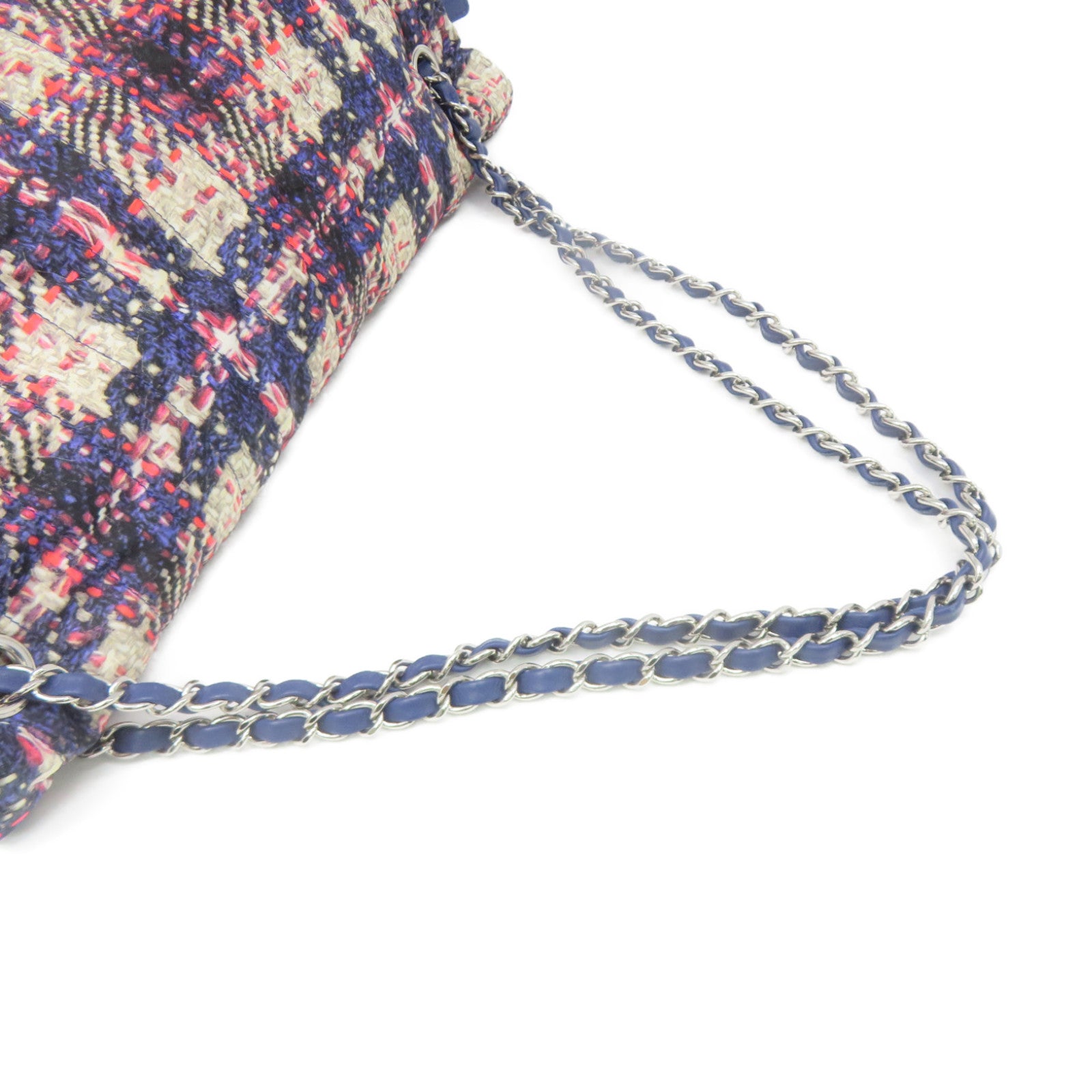 CHANEL 【激減優惠】尼龍Chain Shoulder Bag銀扣鏈帶肩背袋藍色/彩色