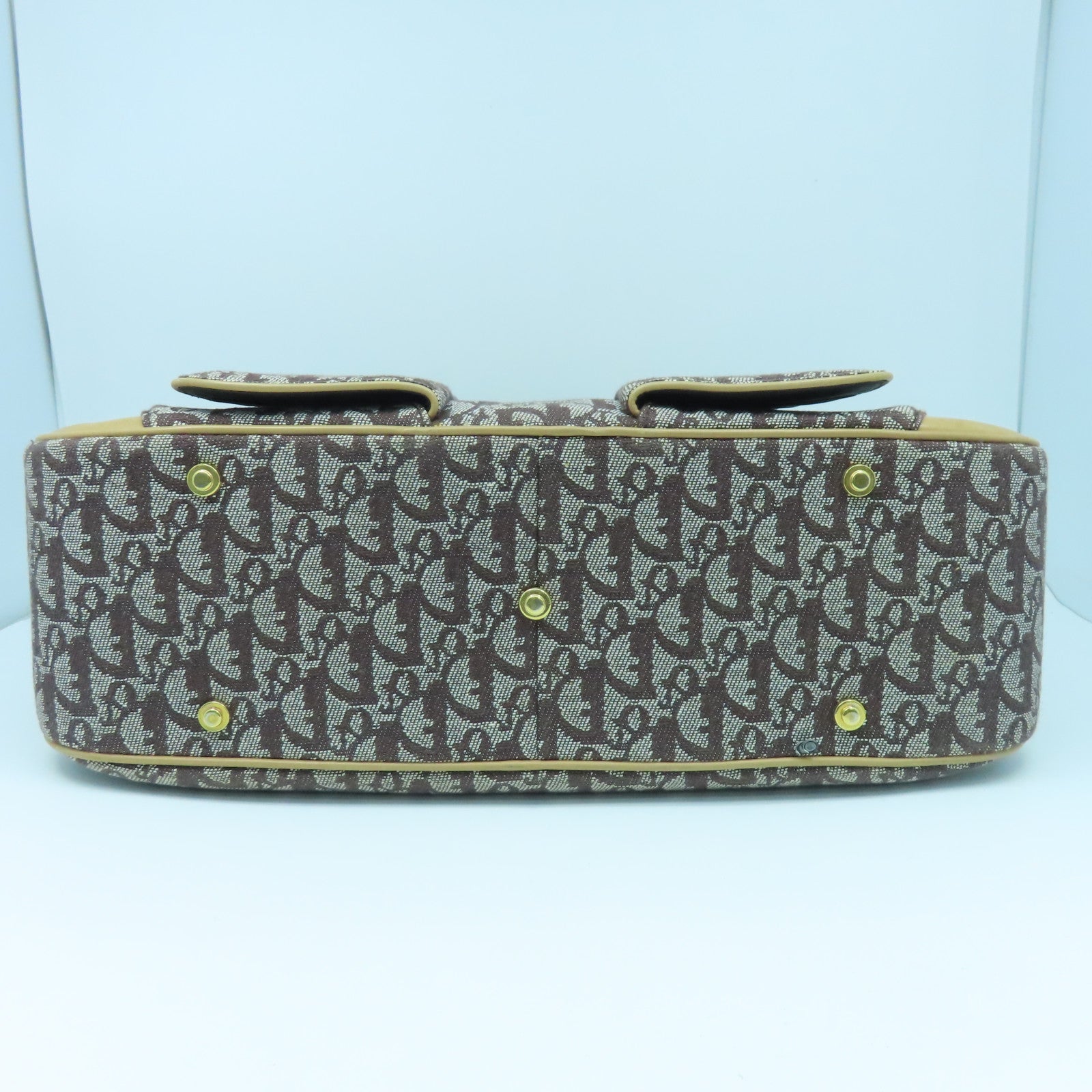 Dior canvas Shoulder Bag gold buckle shoulder bag brown