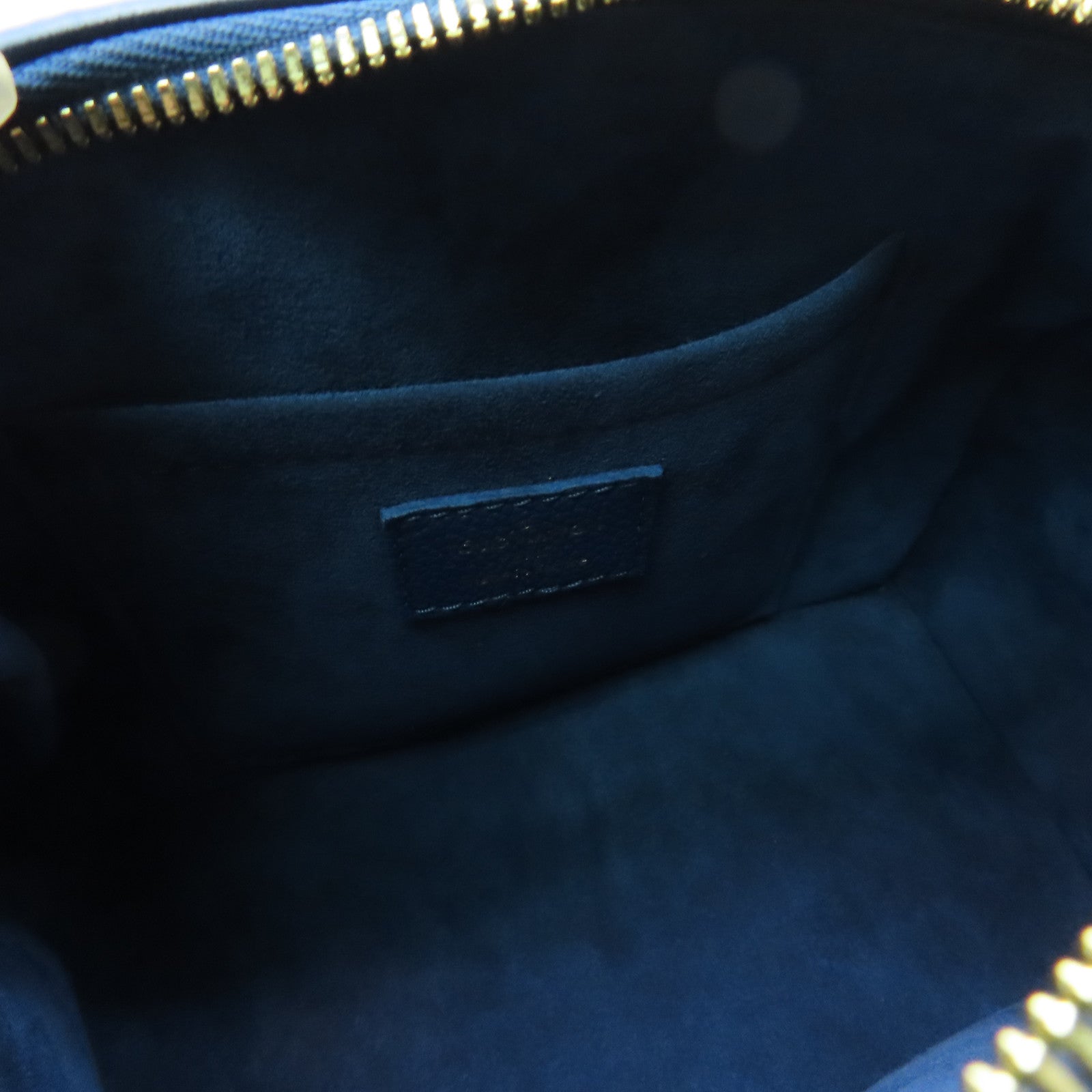 LOUIS VUITTON Monogram Empreinte Speedy Bandouliere 20 gold buckle handle shoulder bag blue