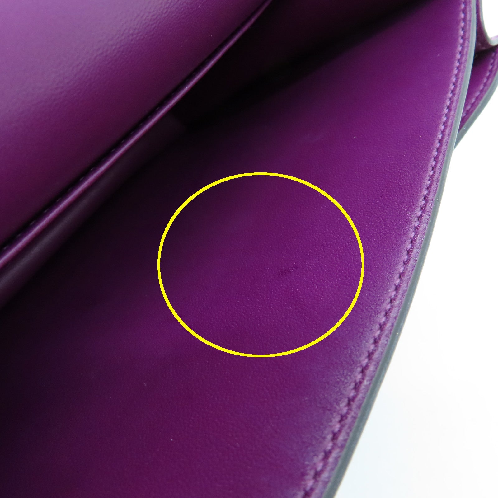 HERMES Evercolor Leather Constance Mini Gold Buckle Shoulder Bag Anemone Purple