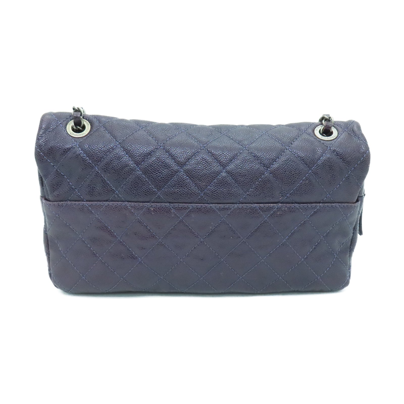 CHANEL 菱格Caviar皮革Chain Shoulder Bag链带肩背袋紫色