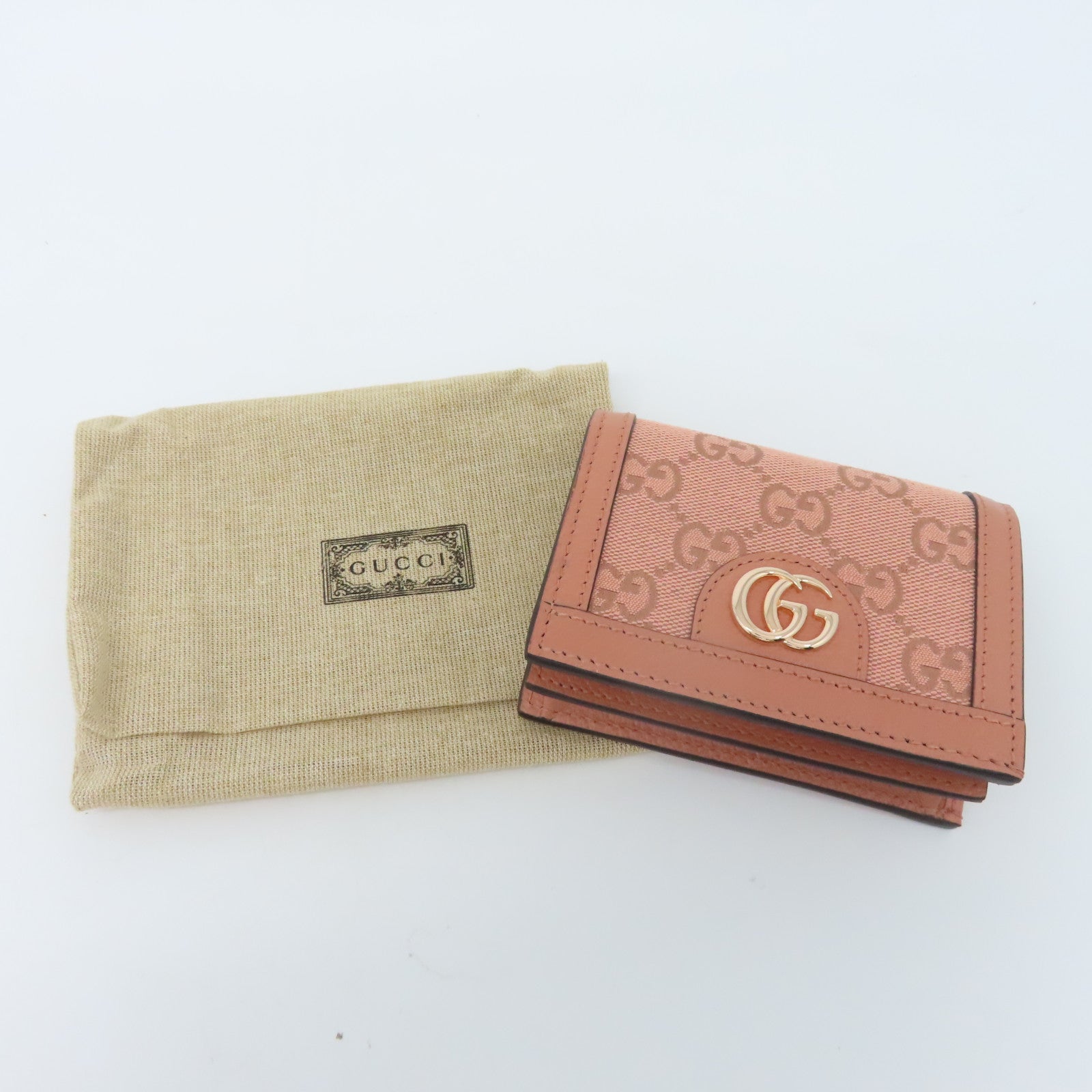 GUCCI 帆布Wallet金扣錢包粉紅色