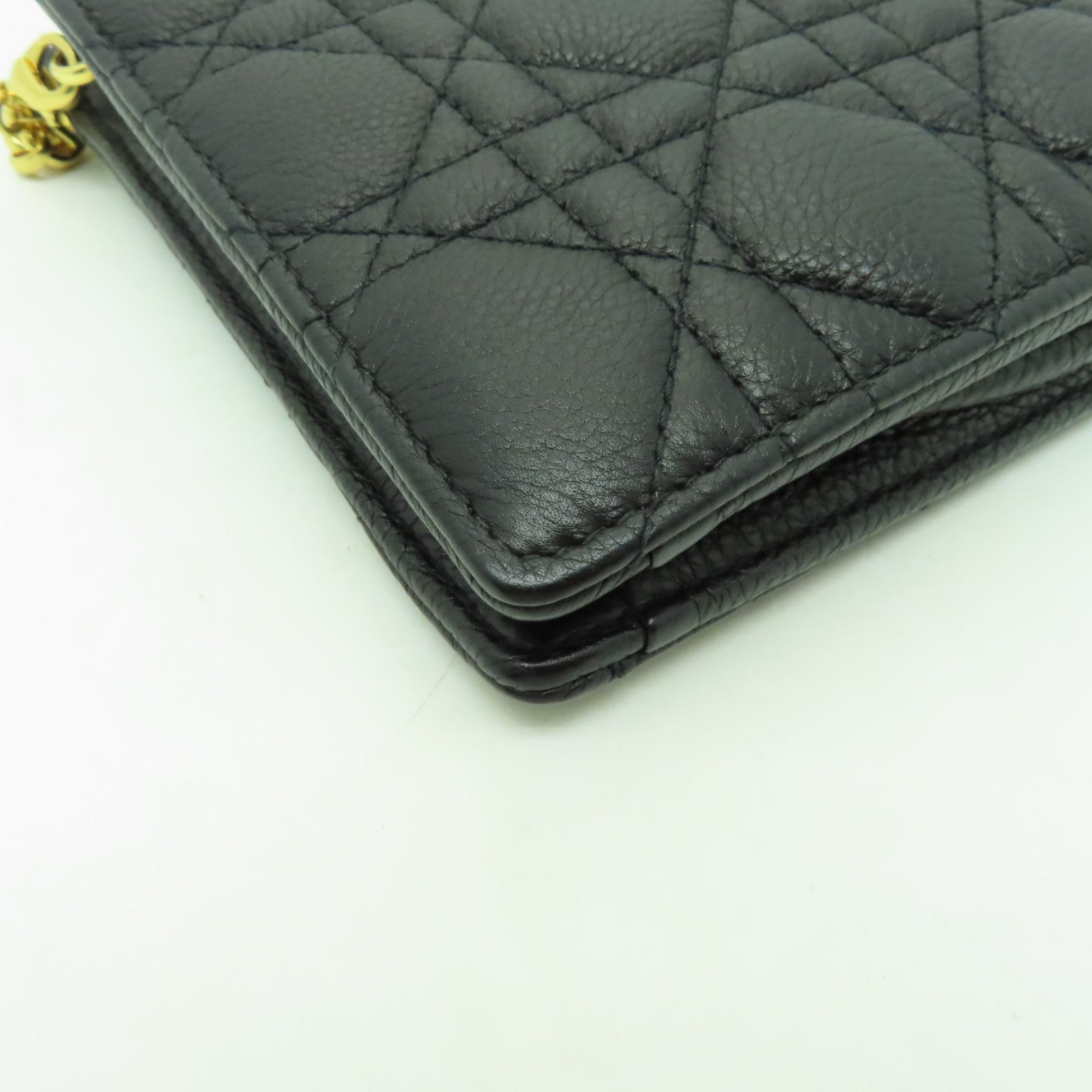 Dior 牛皮皮革Chain Shoulder金扣鏈帶肩背袋黑色