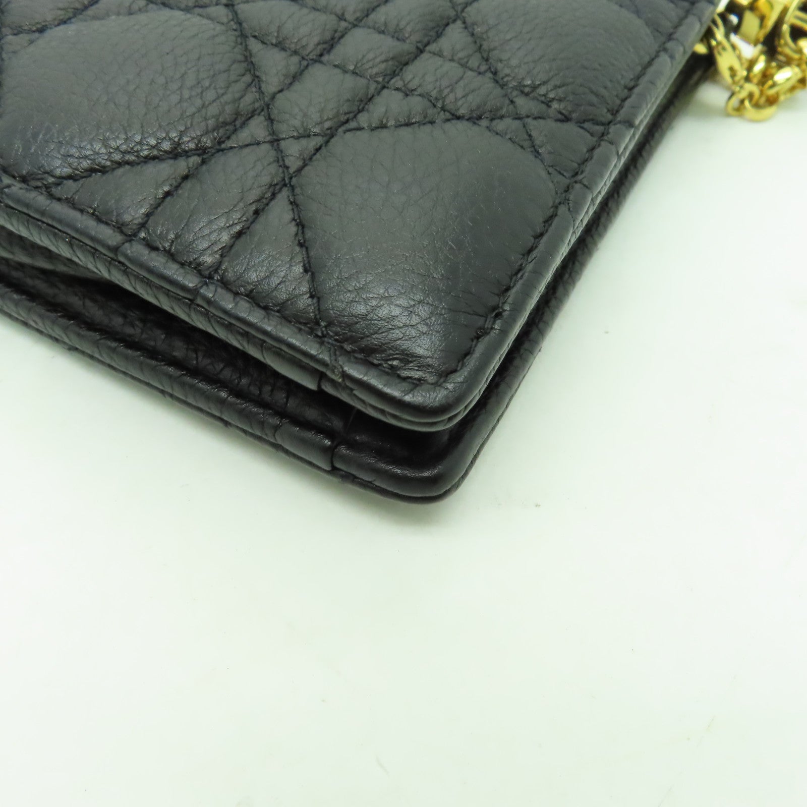 Dior 牛皮皮革Chain Shoulder金扣鏈帶肩背袋黑色