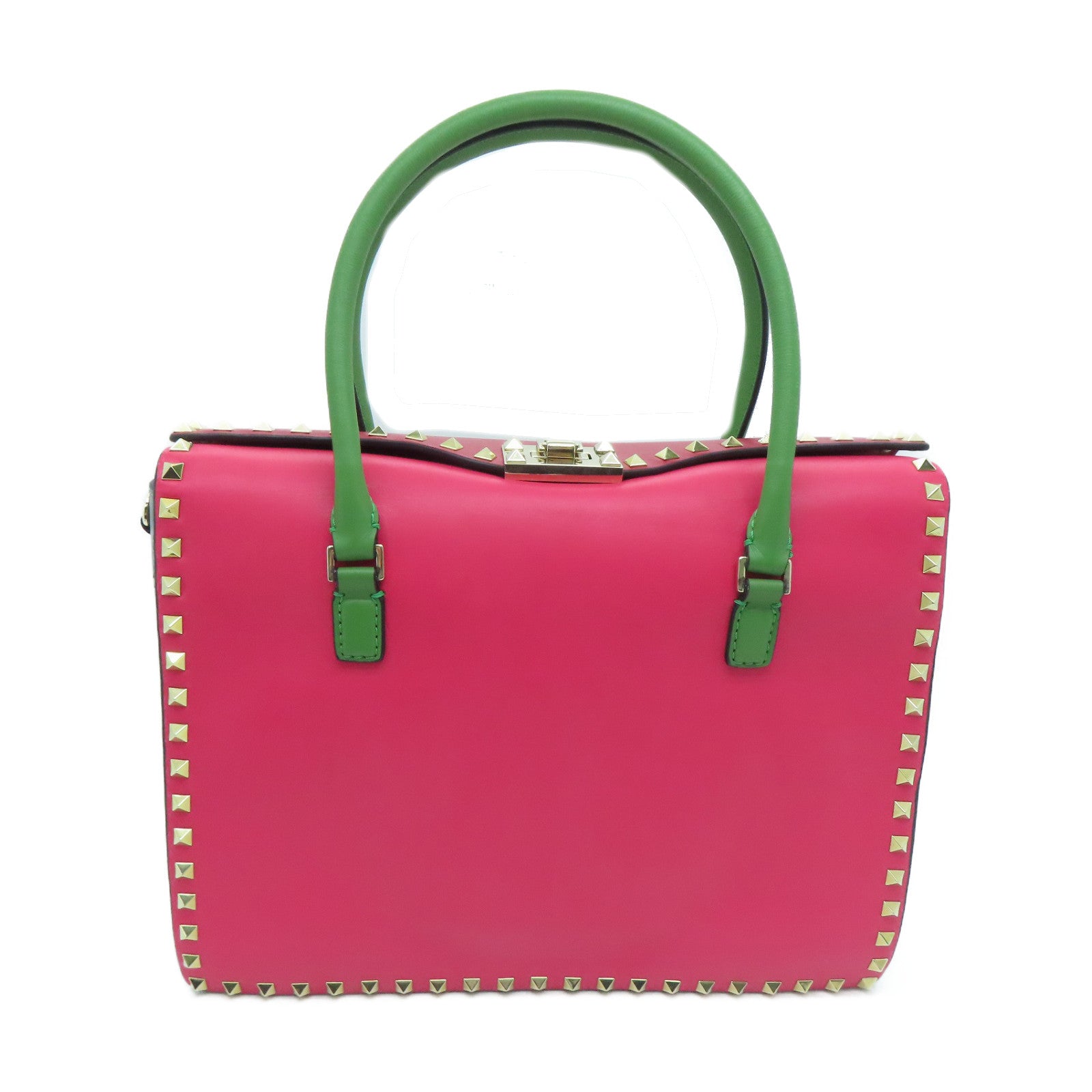 Valentino 牛皮皮革2 Way Shoulder Handbag金扣手挽肩背两用袋红色