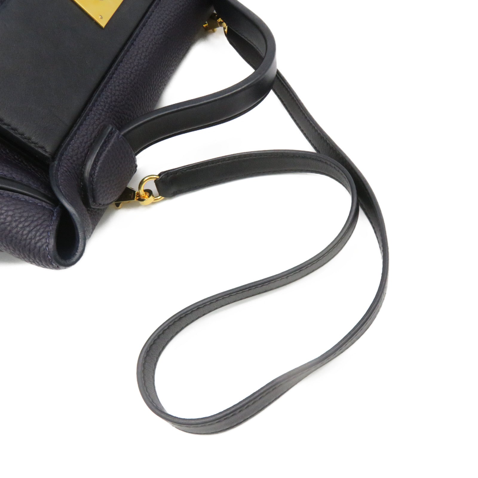 HERMES Togo皮革24/24 29cm 2Way Shoulder Bag金扣手挽肩背两用袋Bleu Nuit深蓝色