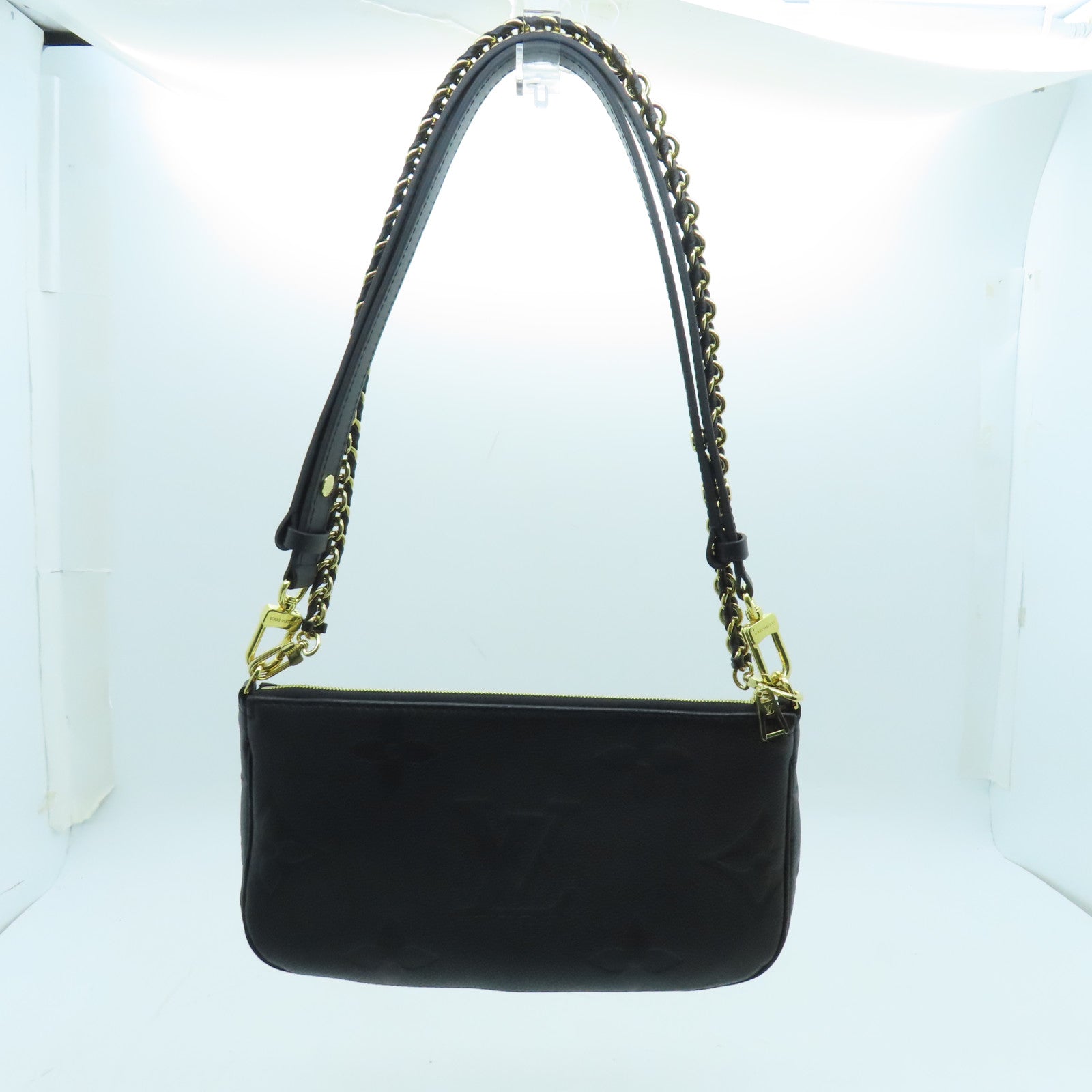 LOUIS VUITTON Monogram Empreinte Multi Pochette Accessoires Gold Buckle Shoulder Bag Black