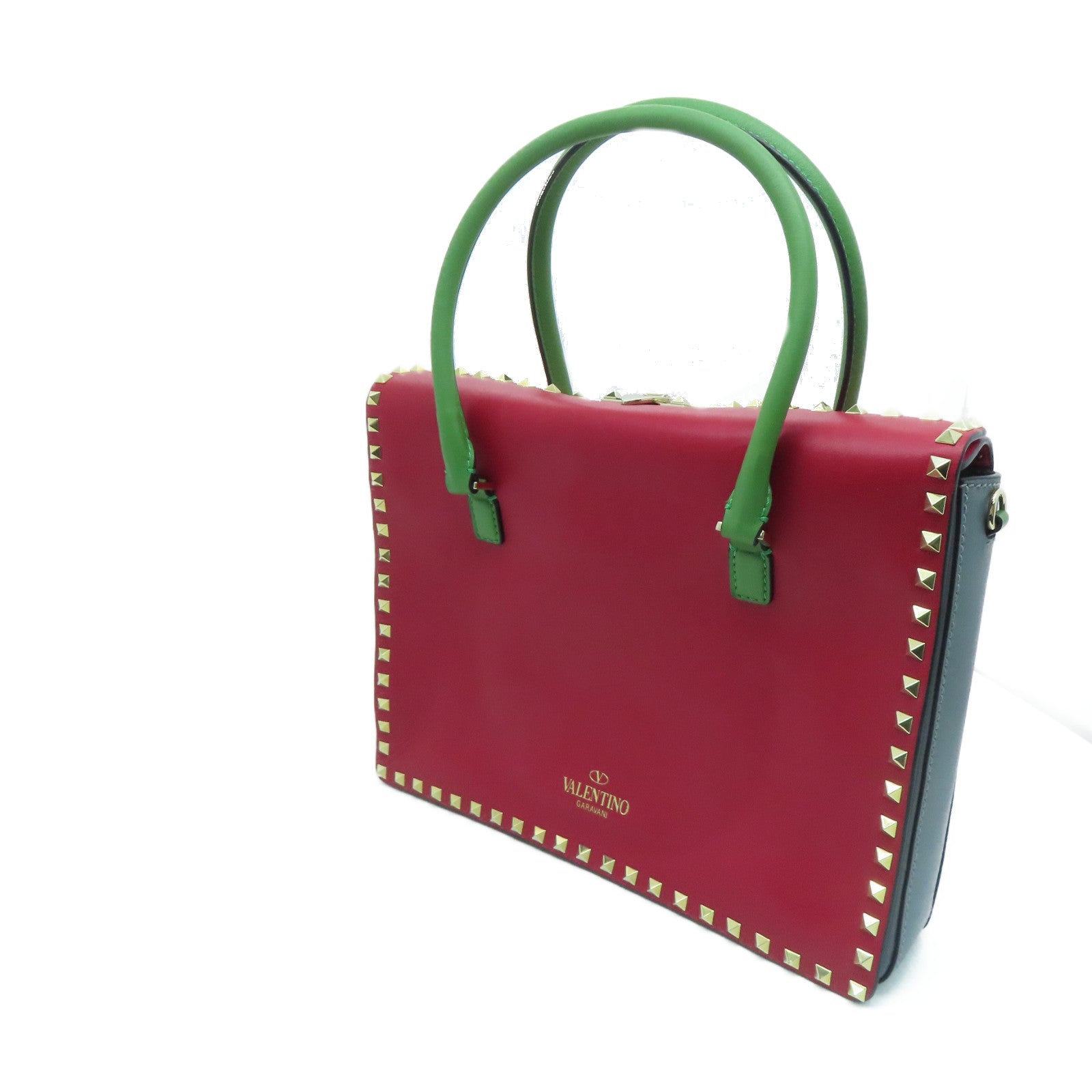 Valentino 牛皮皮革2 Way Shoulder Handbag金扣手挽肩背两用袋红色