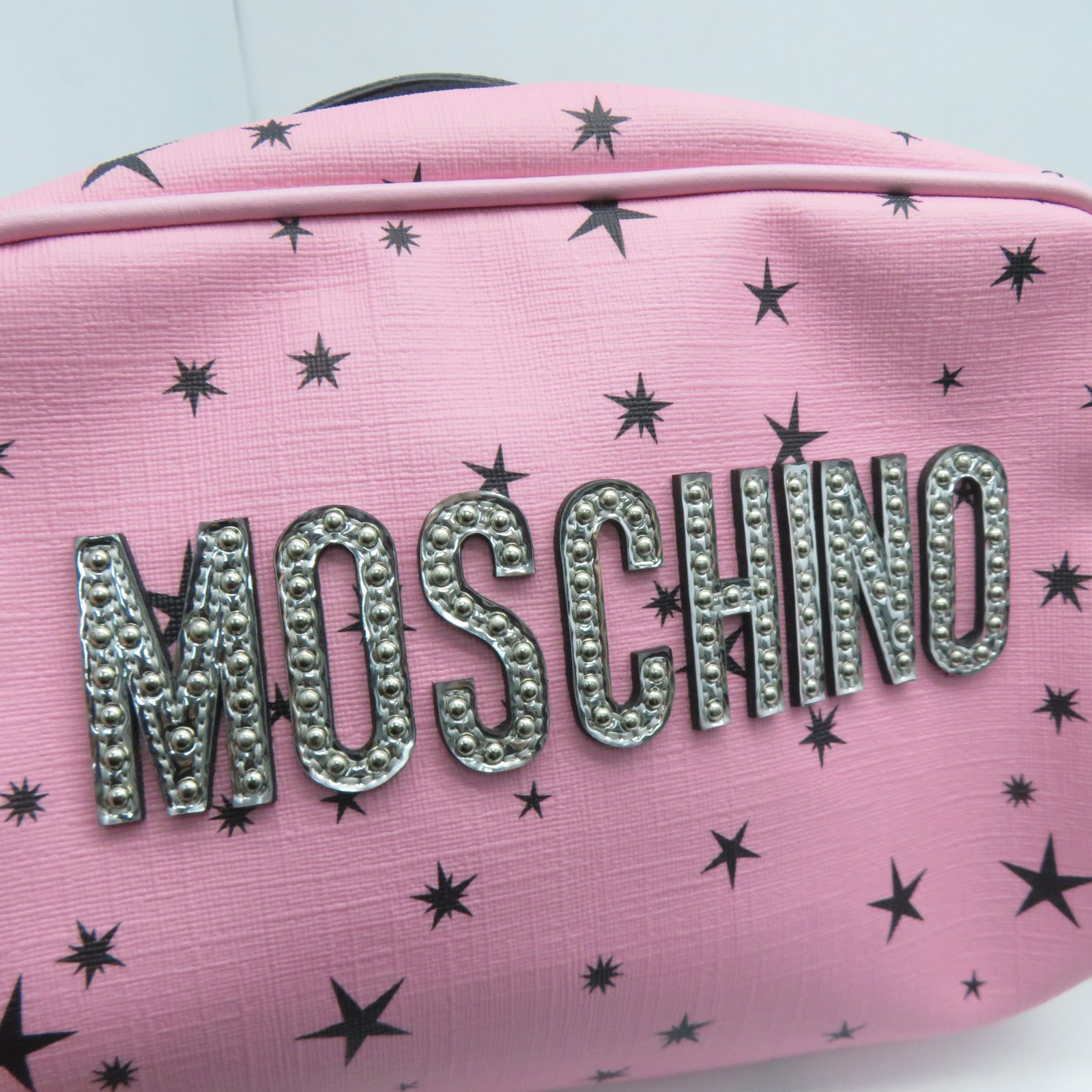 MOSCHINO 塗層帆布Clutch/Pouch銀扣手拿包粉紅色