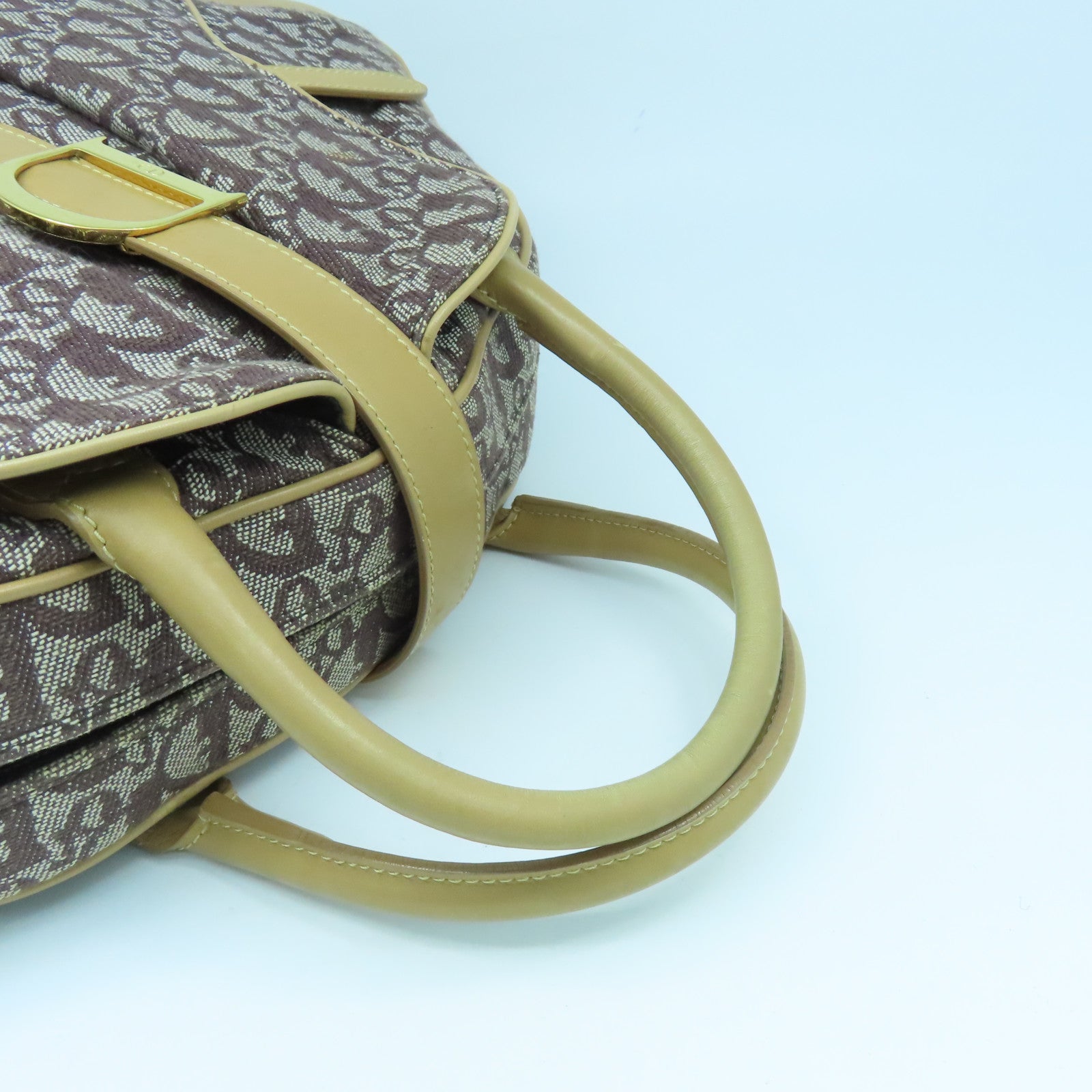 Dior canvas Shoulder Bag gold buckle shoulder bag brown