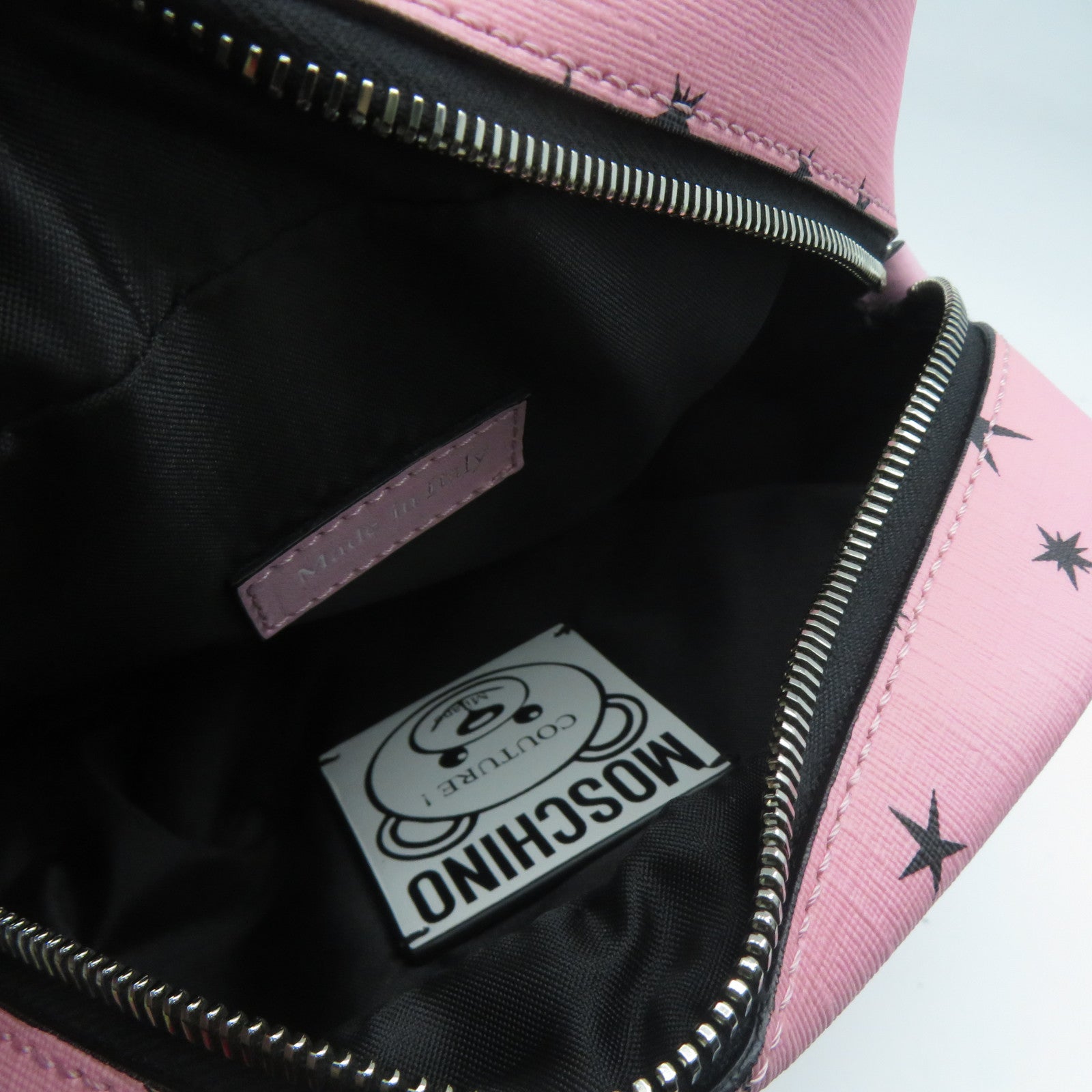 MOSCHINO 塗層帆布Clutch/Pouch銀扣手拿包粉紅色