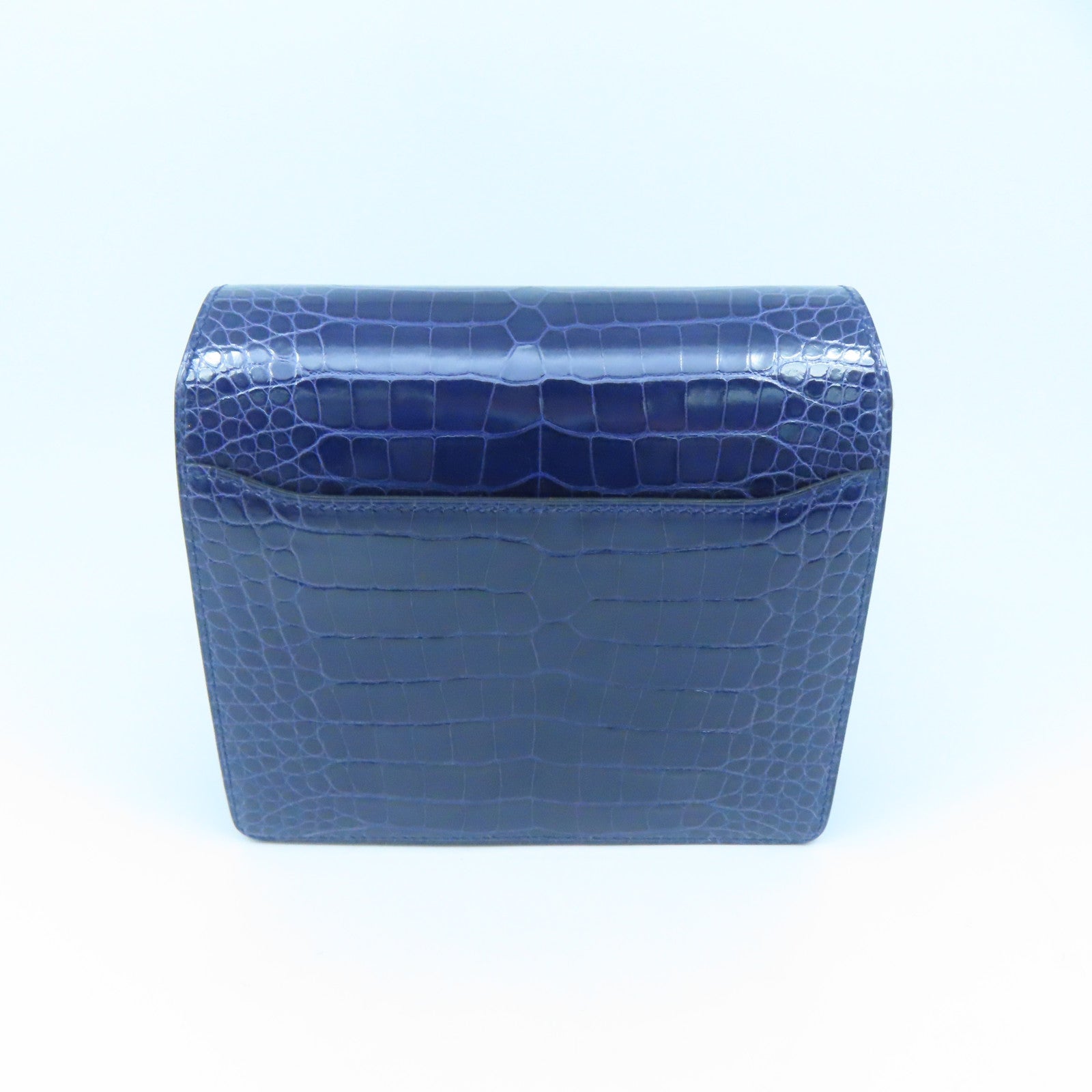 HERMES Alligator Missi Liss皮革Mini Roulis金扣肩背袋Bleu Encre蓝色