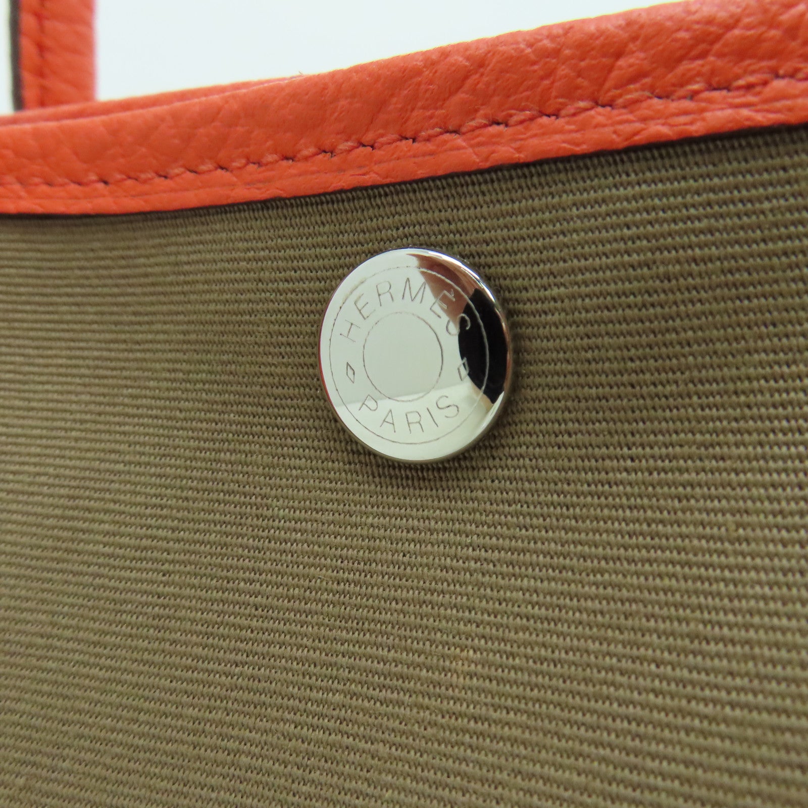 HERMES 帆布Garden Party TPM Tote Bag銀扣手挽袋啡色橙色