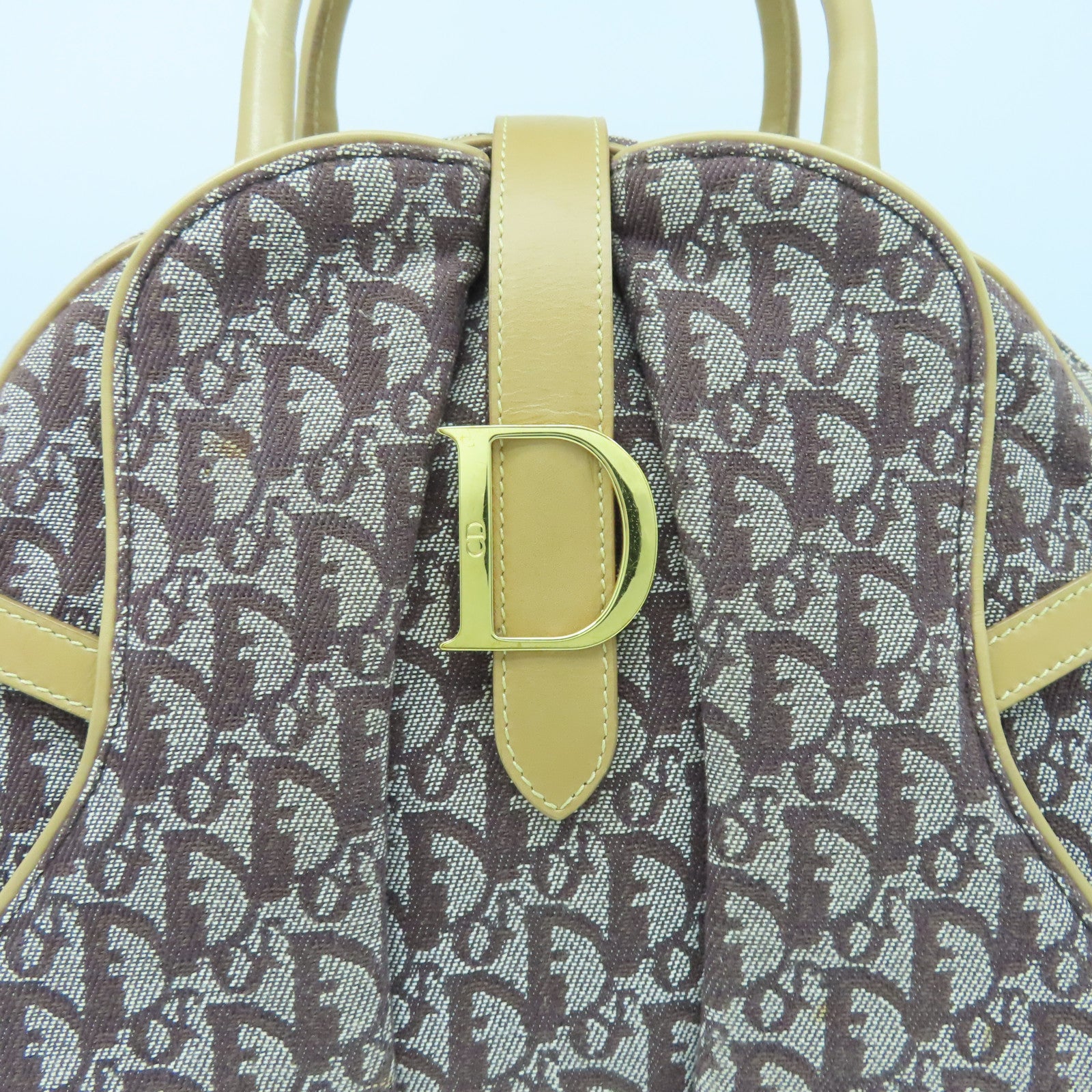 Dior canvas Shoulder Bag gold buckle shoulder bag brown