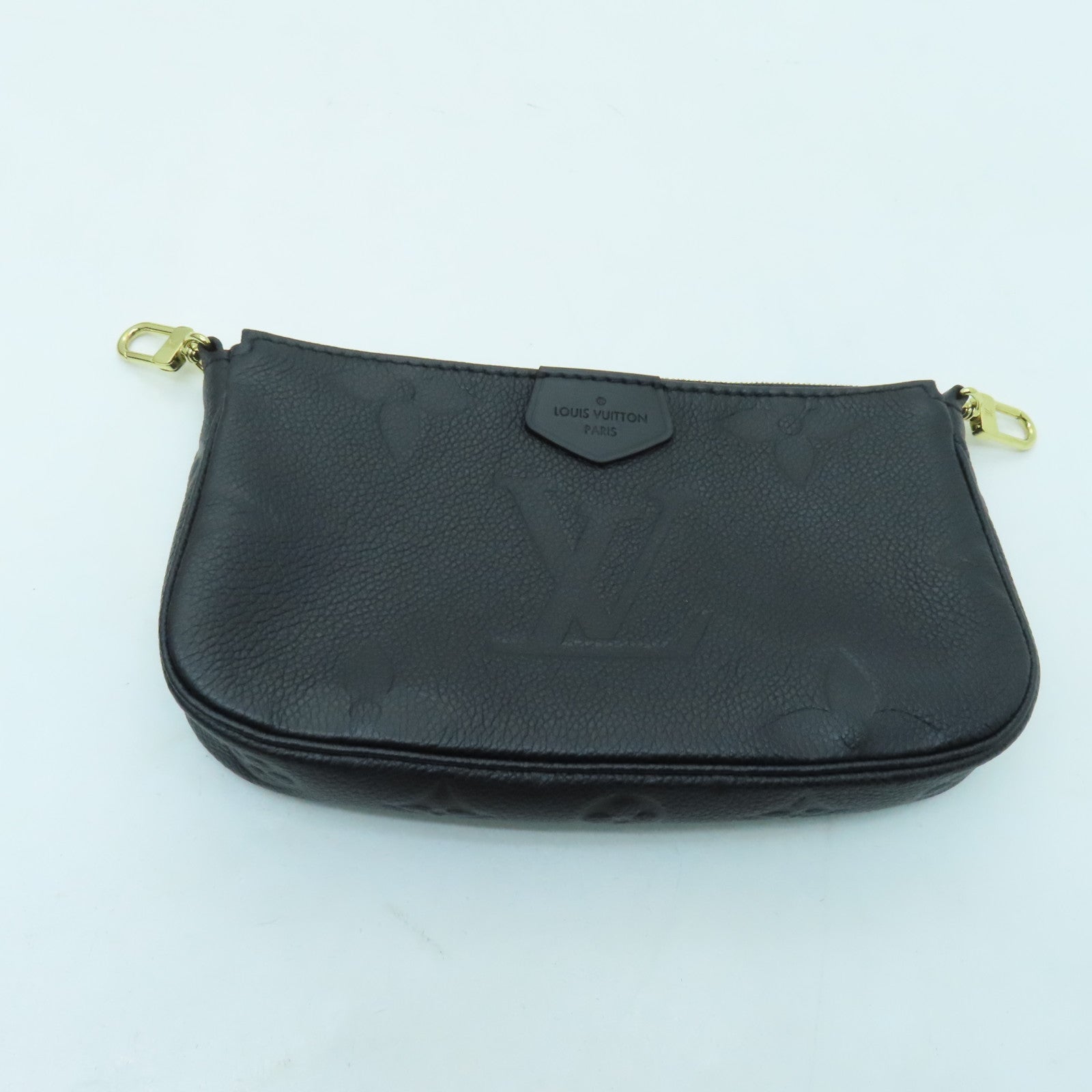 LOUIS VUITTON Monogram Empreinte Multi Pochette Accessoires Gold Buckle Shoulder Bag Black
