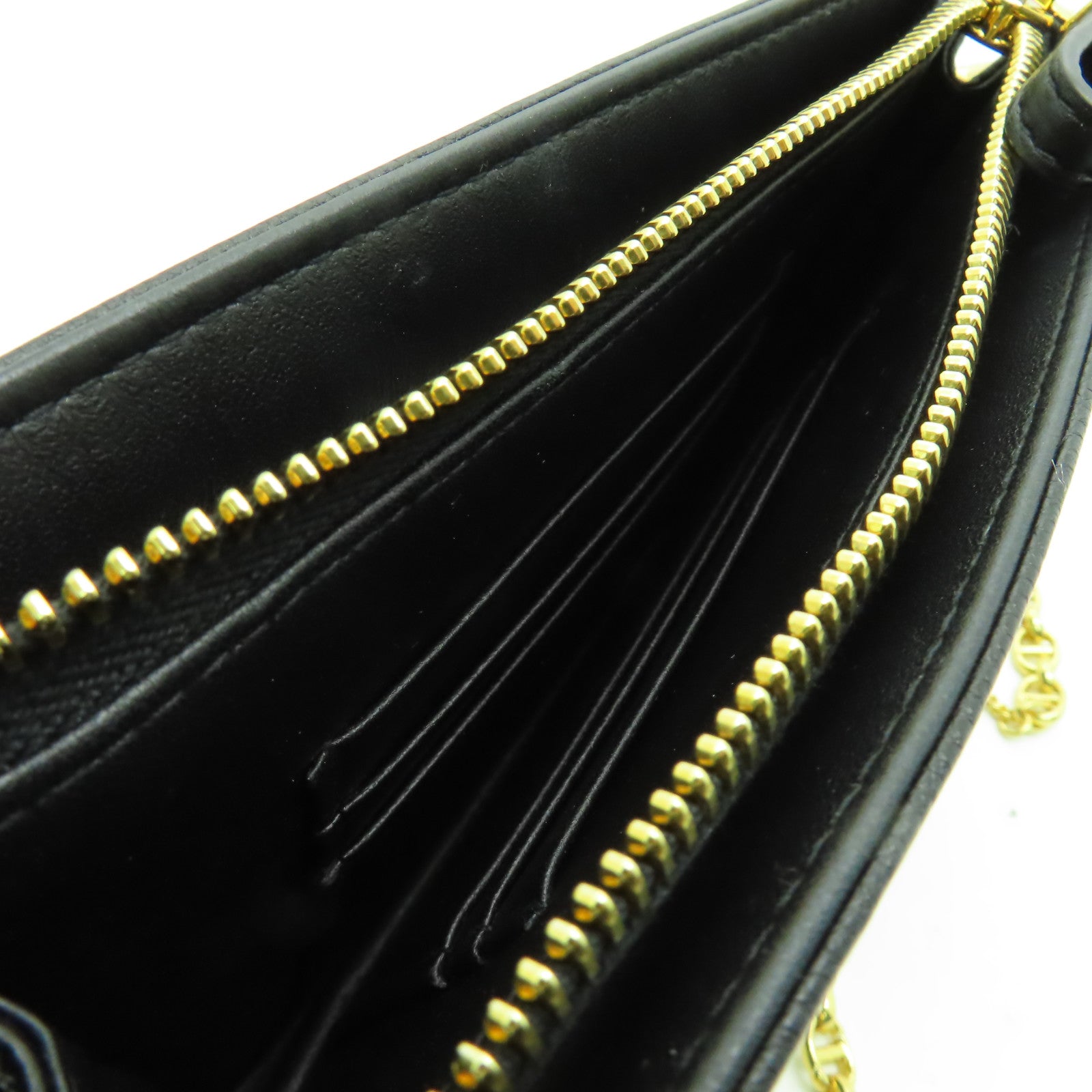Dior 牛皮皮革Chain Shoulder金扣鏈帶肩背袋黑色