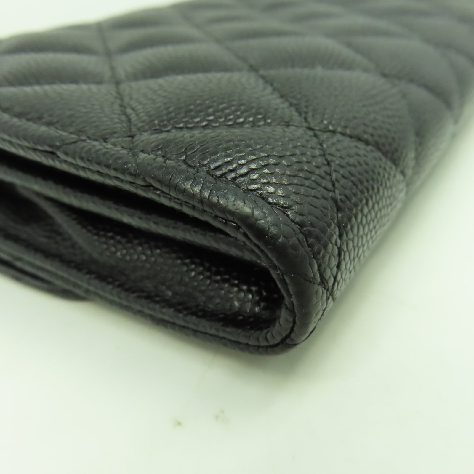 CHANEL 菱格Caviar皮革Wallet金扣錢包黑色
