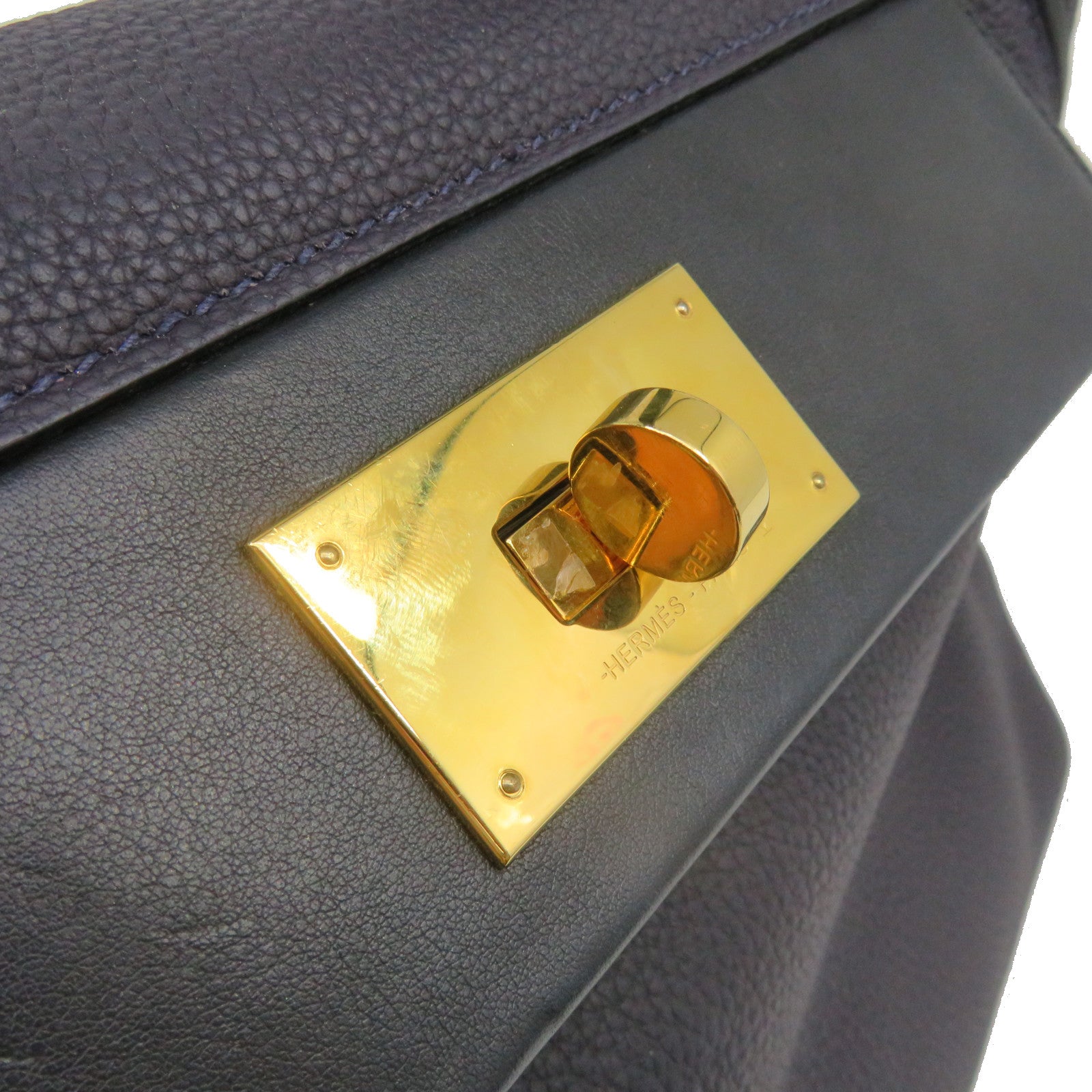 HERMES Togo皮革24/24 29cm 2Way Shoulder Bag金扣手挽肩背两用袋Bleu Nuit深蓝色