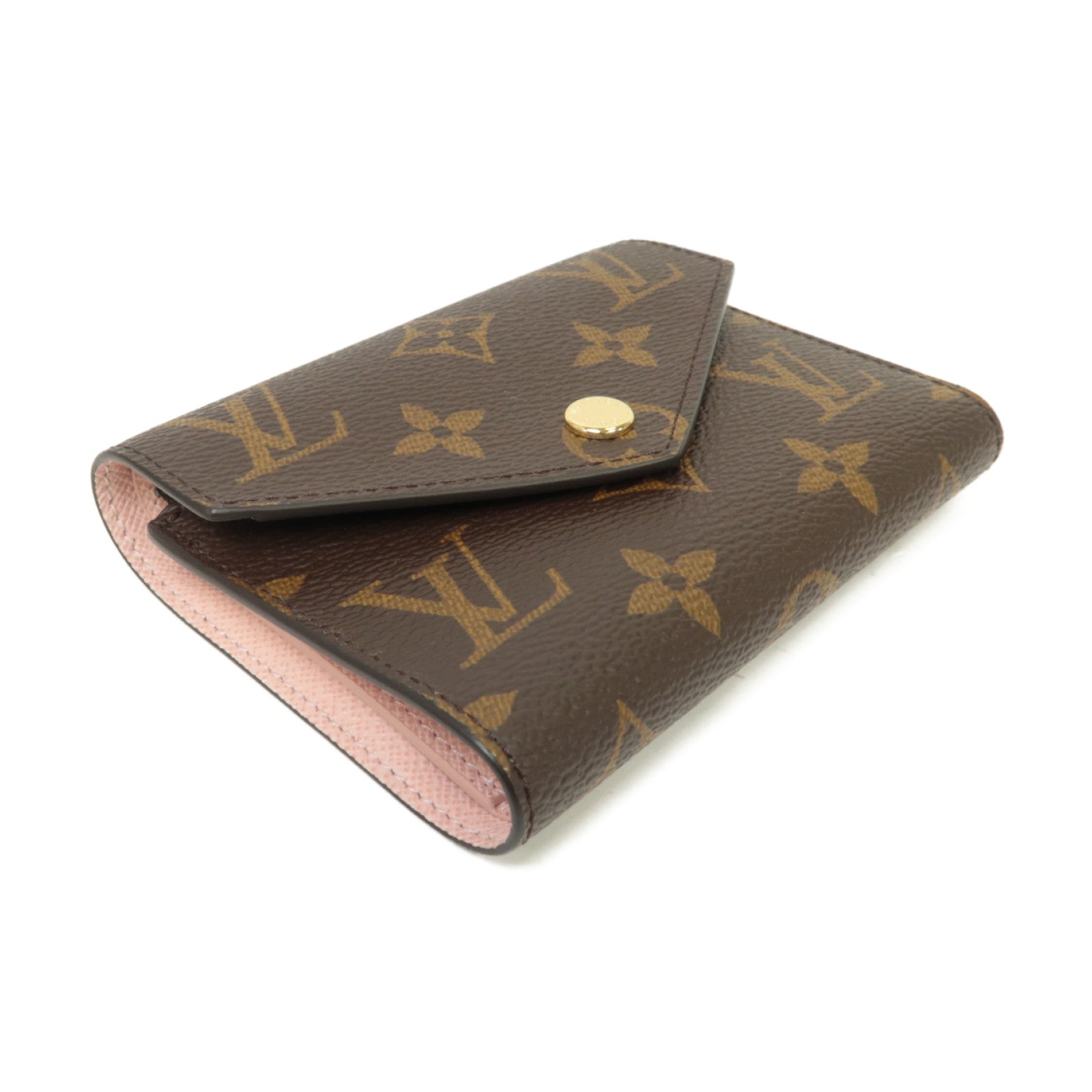 LOUIS VUITTON Monogram Wallet金扣錢包棕色/粉紅色
