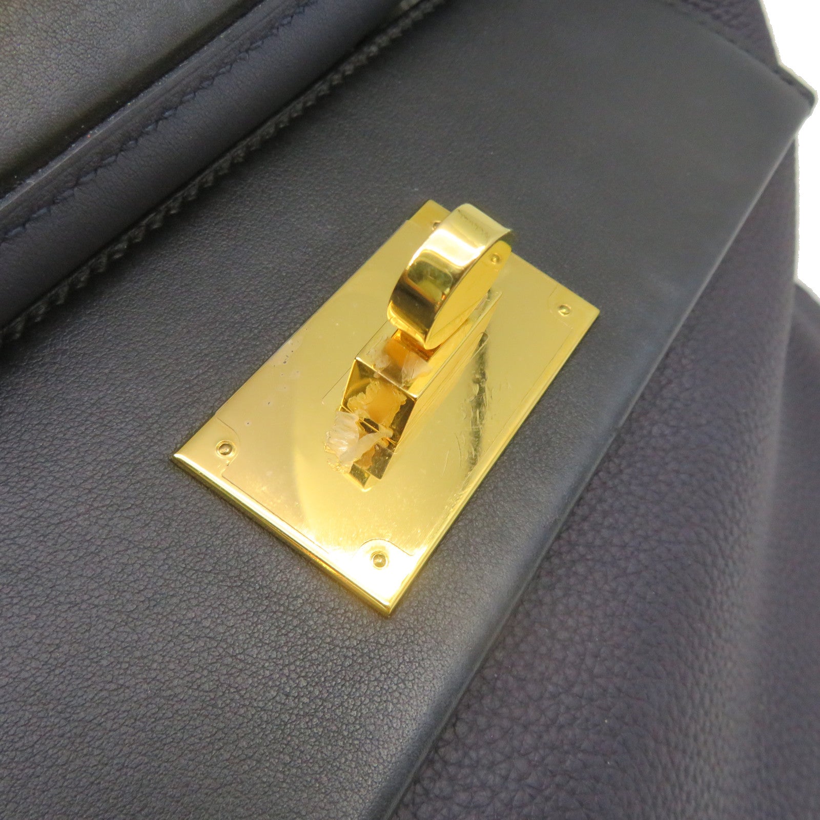 HERMES Togo皮革24/24 29cm 2Way Shoulder Bag金扣手挽肩背两用袋Bleu Nuit深蓝色