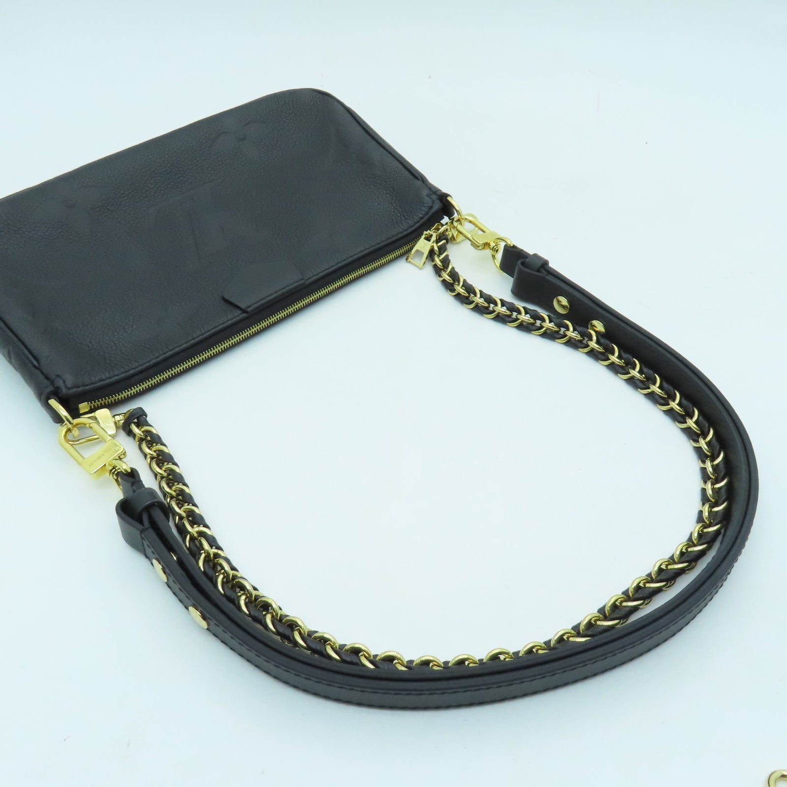 LOUIS VUITTON Monogram Empreinte Multi Pochette Accessoires Gold Buckle Shoulder Bag Black