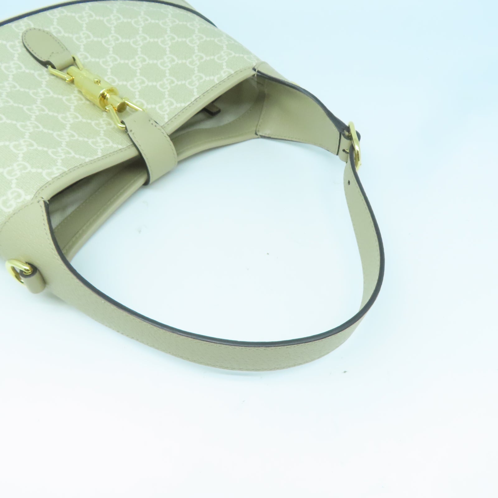 GUCCI 【激減優惠】帆布2 Way Shoulder金扣手挽肩背兩用袋米色