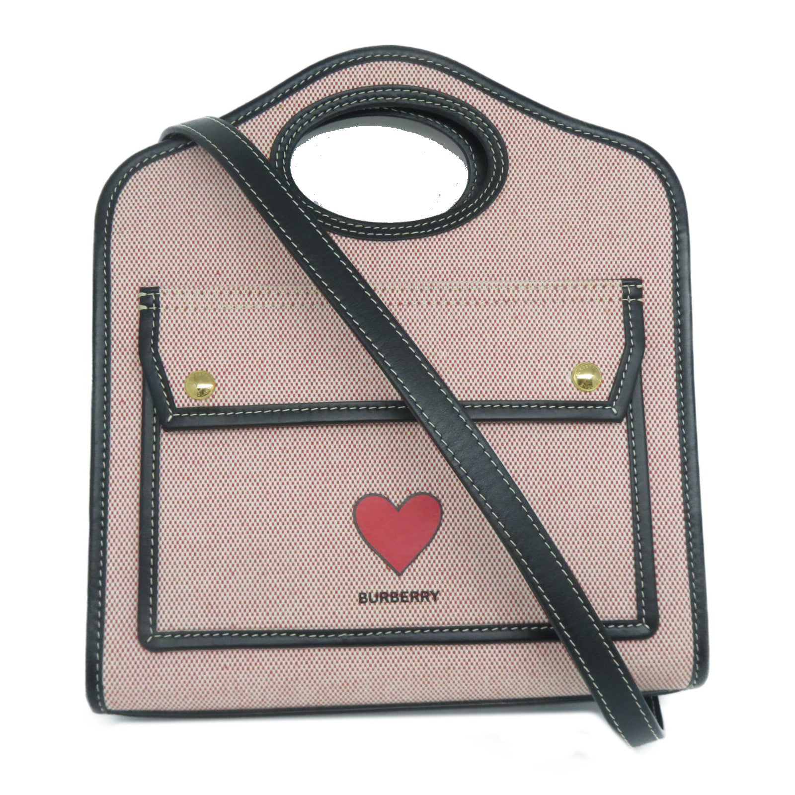 BURBERRY 帆布Shoulder Bag金扣手挽肩背兩用袋粉紅色
