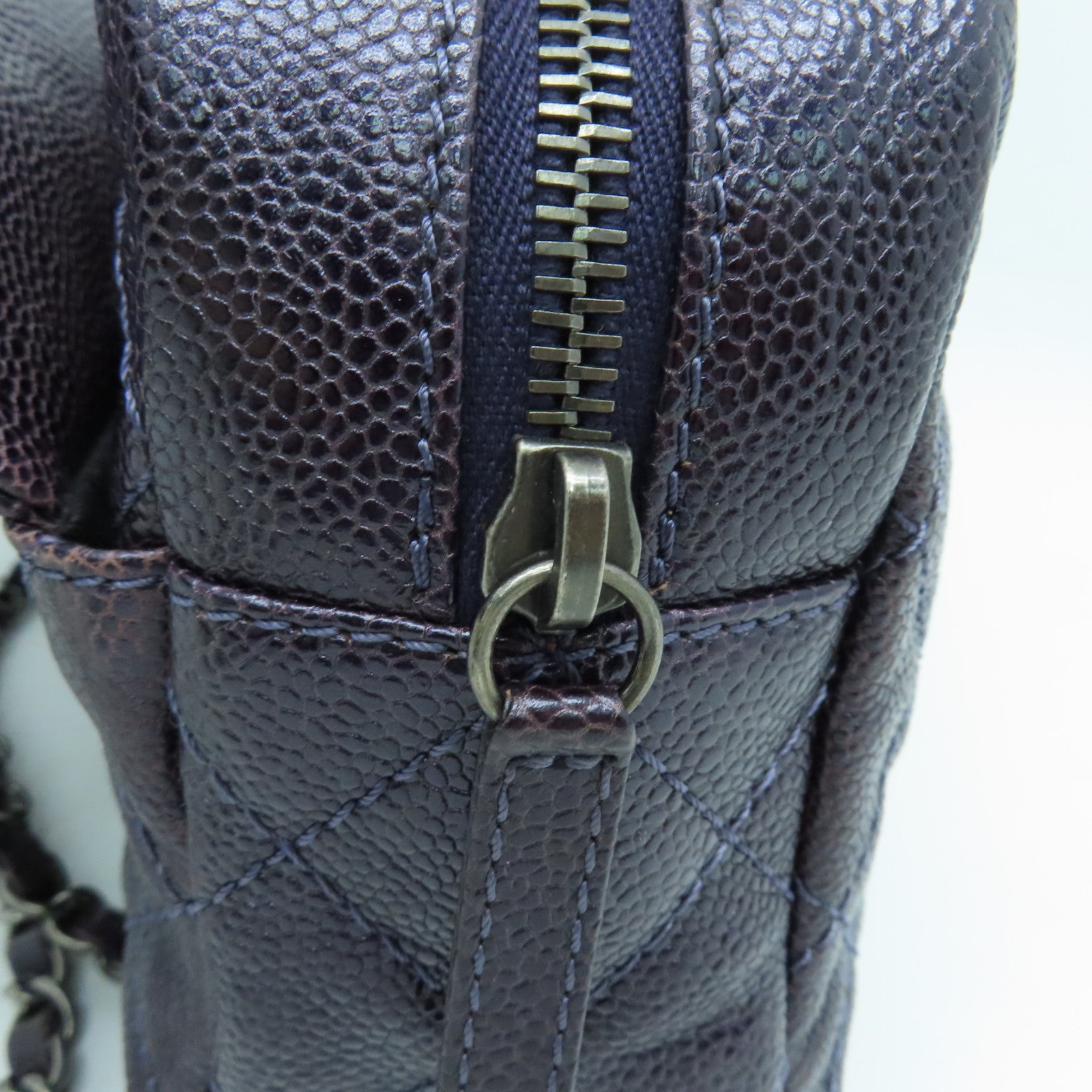 CHANEL 菱格Caviar皮革Chain Shoulder Bag链带肩背袋紫色