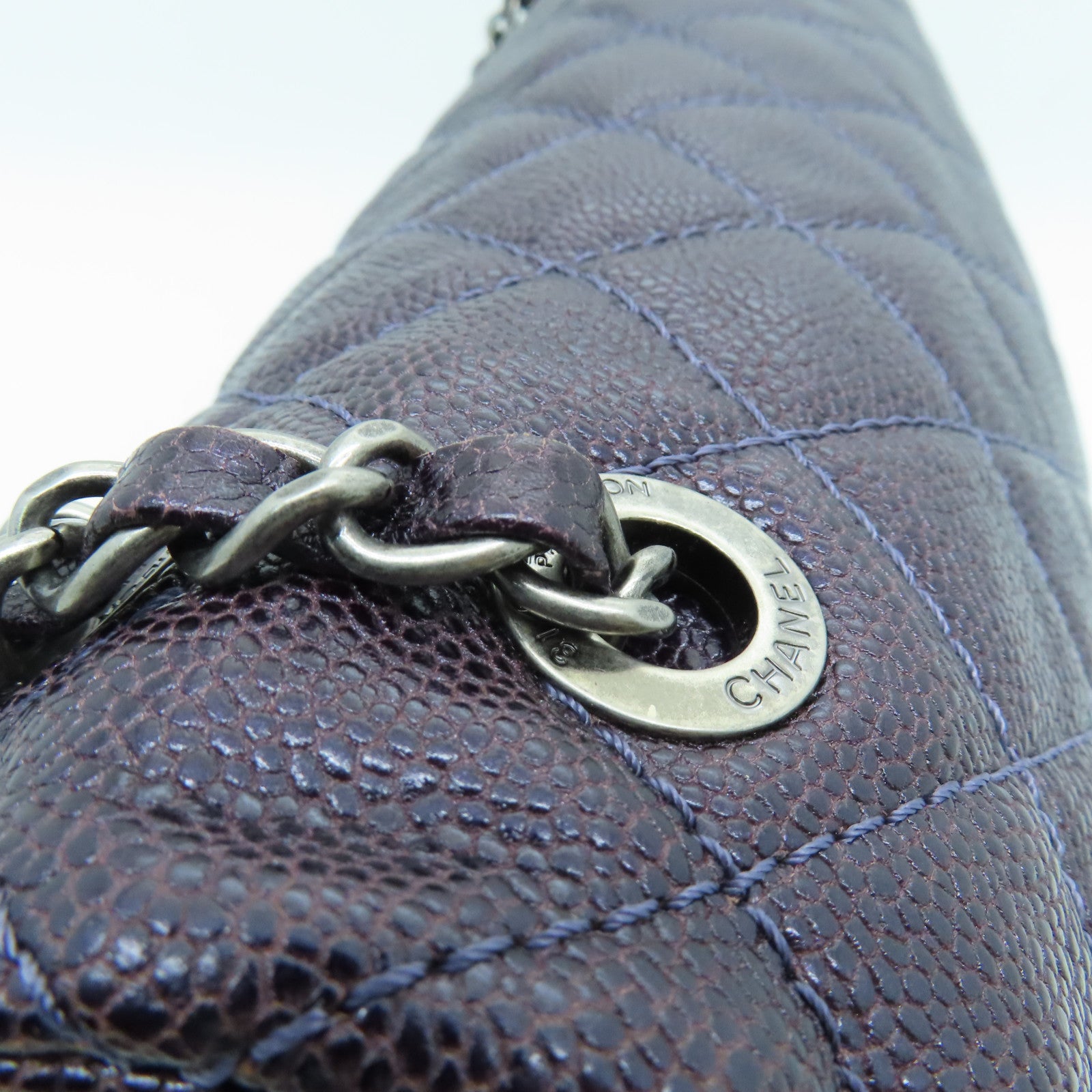CHANEL 菱格Caviar皮革Chain Shoulder Bag链带肩背袋紫色