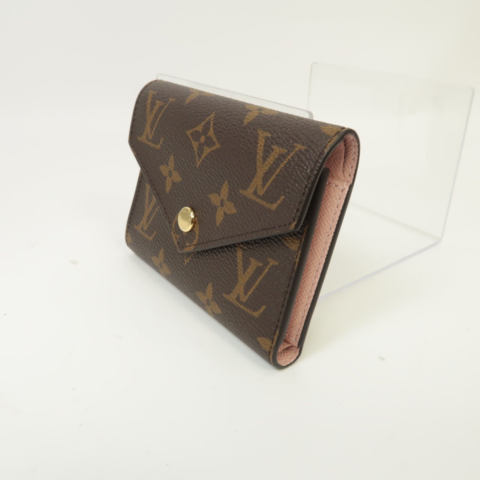 LOUIS VUITTON Monogram Wallet金扣錢包棕色/粉紅色