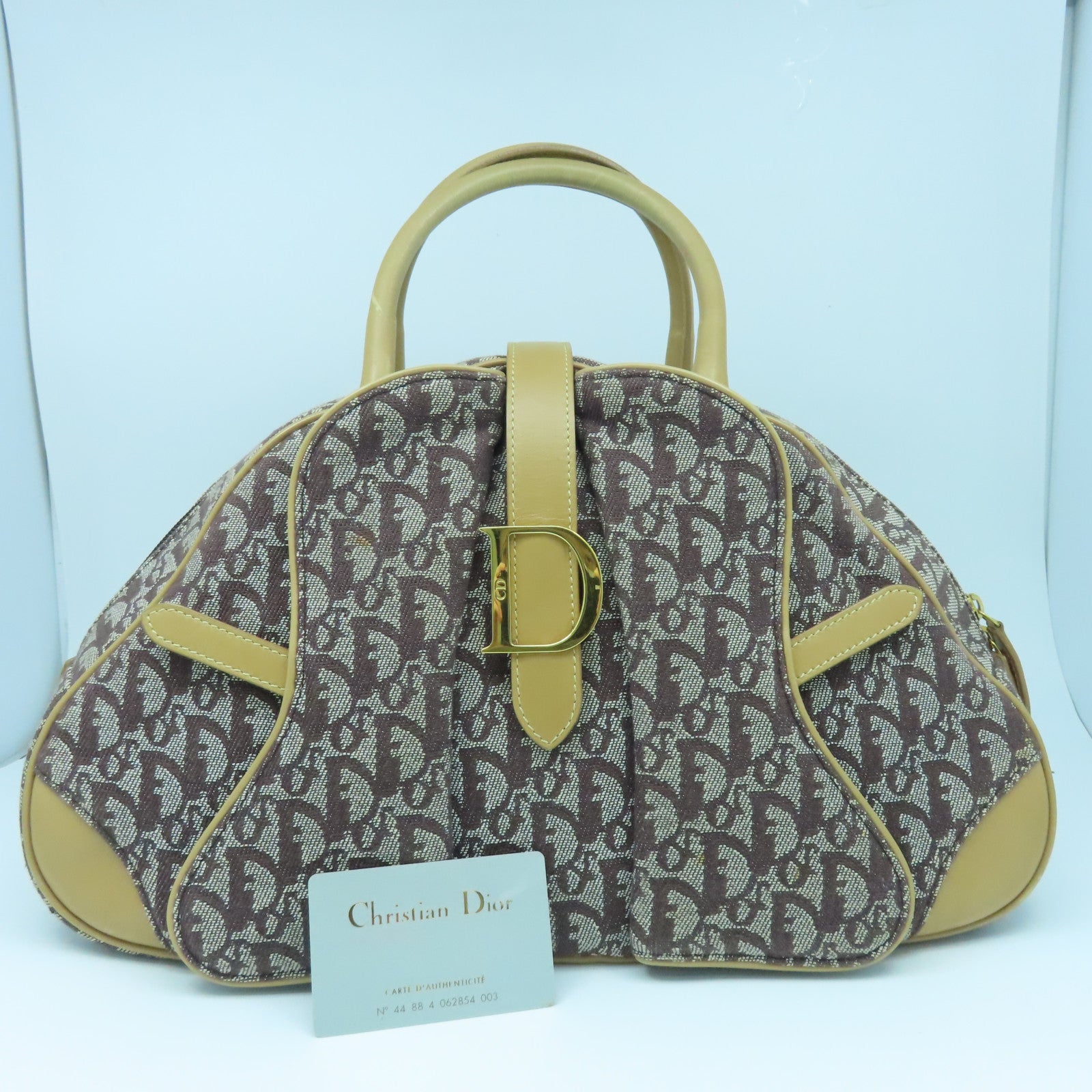 Dior canvas Shoulder Bag gold buckle shoulder bag brown