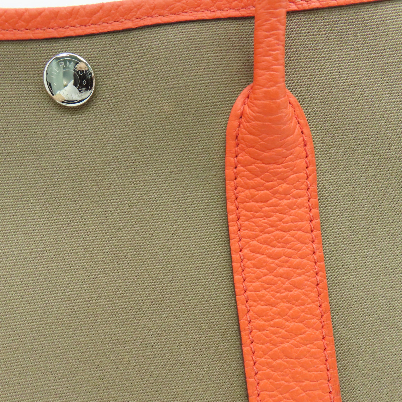 HERMES 帆布Garden Party TPM Tote Bag銀扣手挽袋啡色橙色