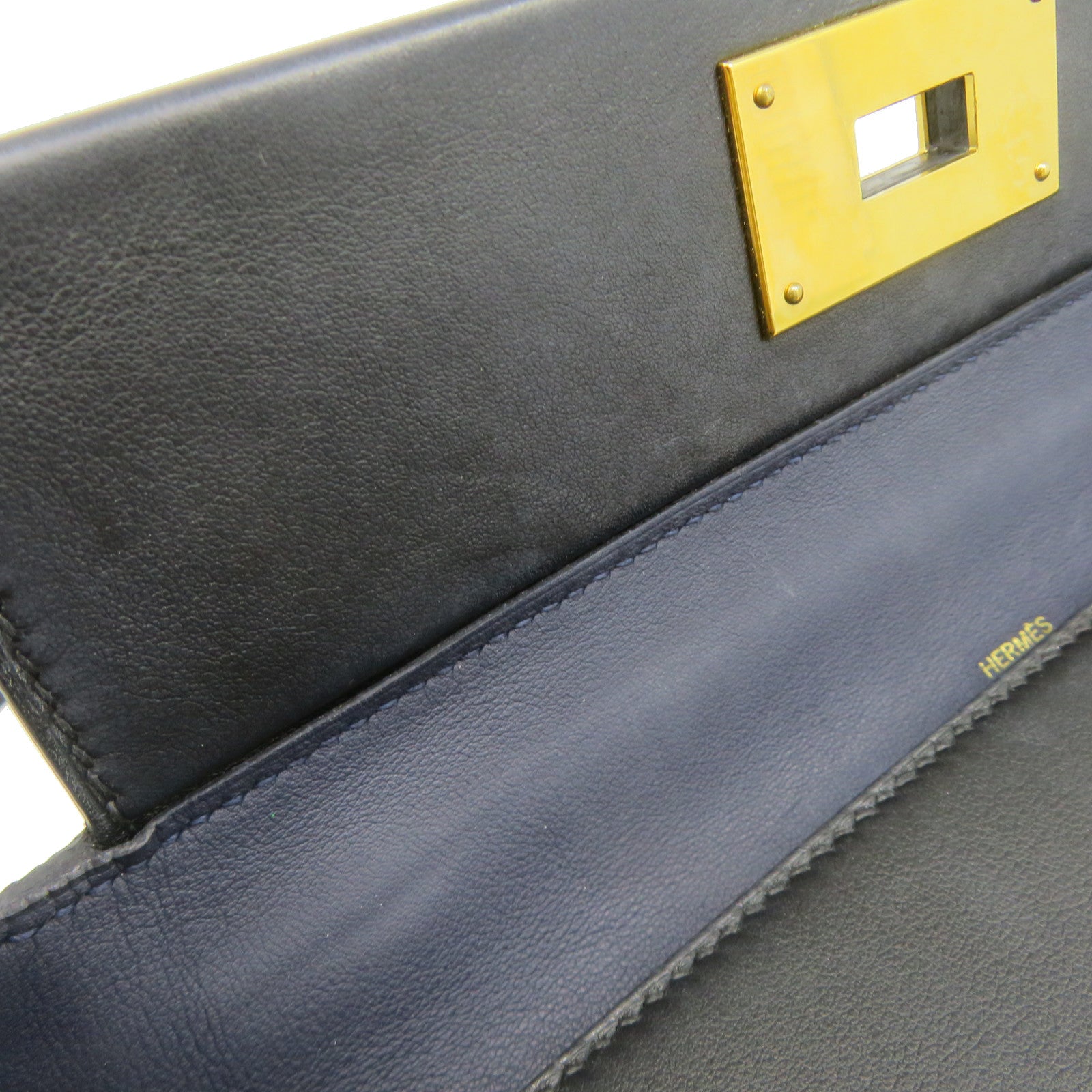 HERMES Togo皮革24/24 29cm 2Way Shoulder Bag金扣手挽肩背两用袋Bleu Nuit深蓝色