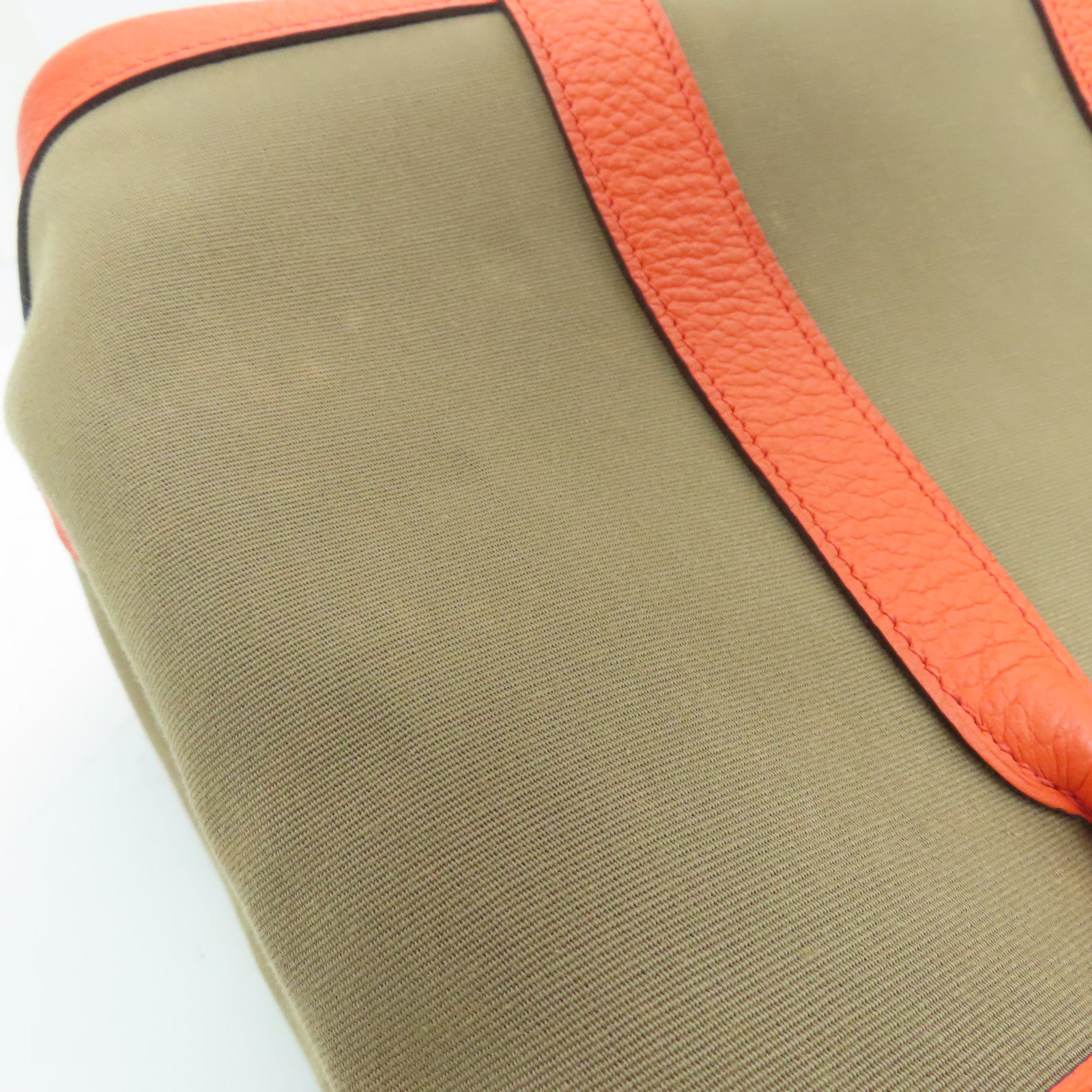 HERMES 帆布Garden Party TPM Tote Bag銀扣手挽袋啡色橙色