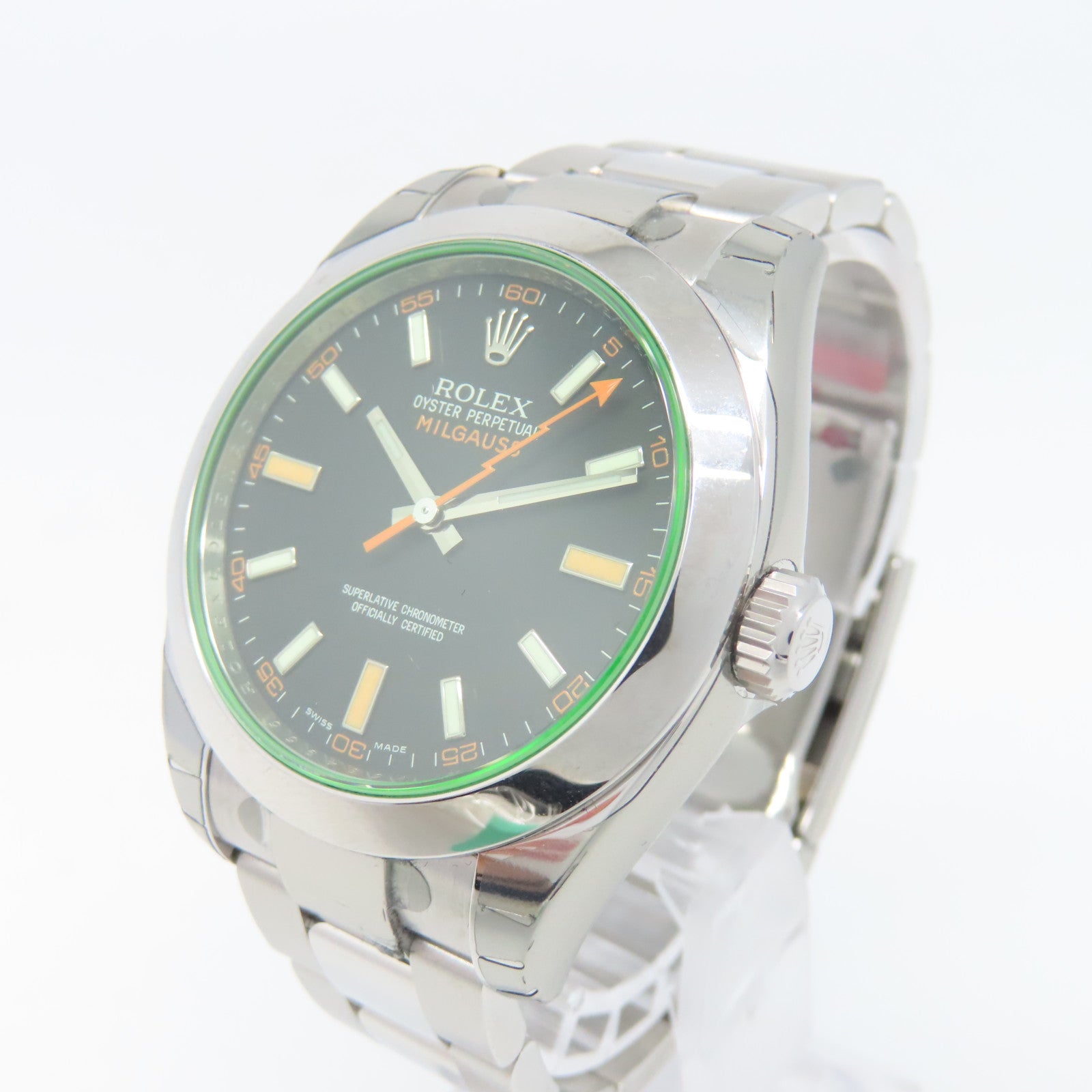 ROLEX Milgauss不鏽鋼自動機芯手錶黑色#16.5cm