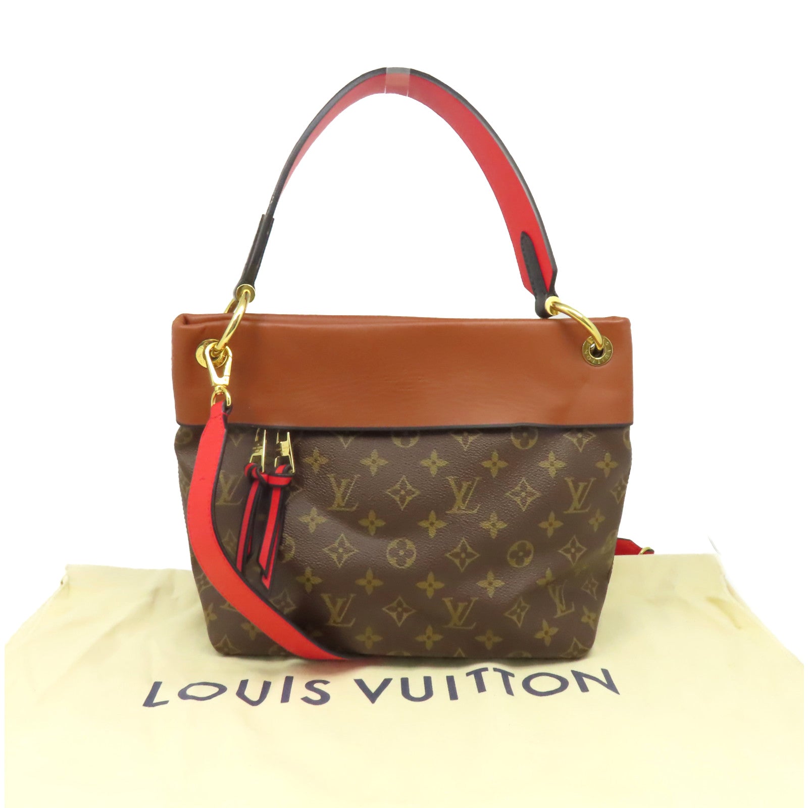 LOUIS VUITTON Monogram Tuileries Besace 2Way Shoulder Bag金扣手挽肩背兩用袋啡色/紅色