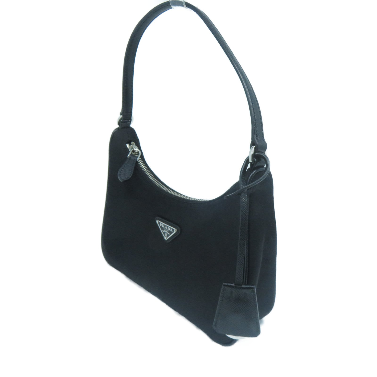 PRADA 再生尼龍Re-Edition 2005 Mini Bag銀扣肩背袋黑色